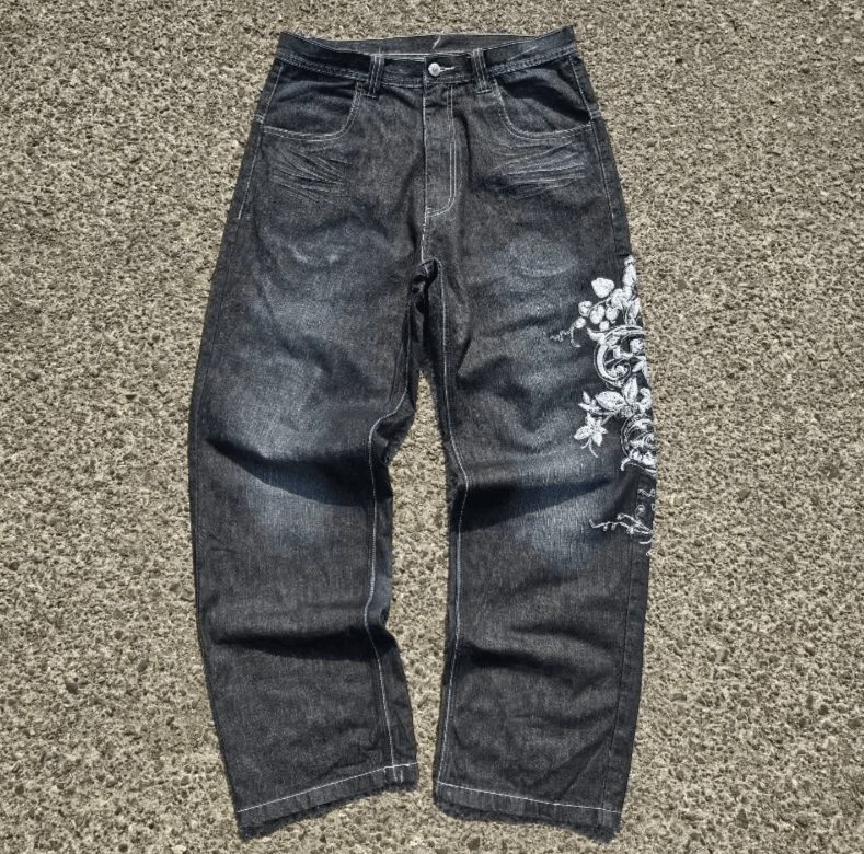 Japanese Brand Joker Pattern Embroidered Loose Jeans Size US 34 / EU 50 - 2 Thumbnail