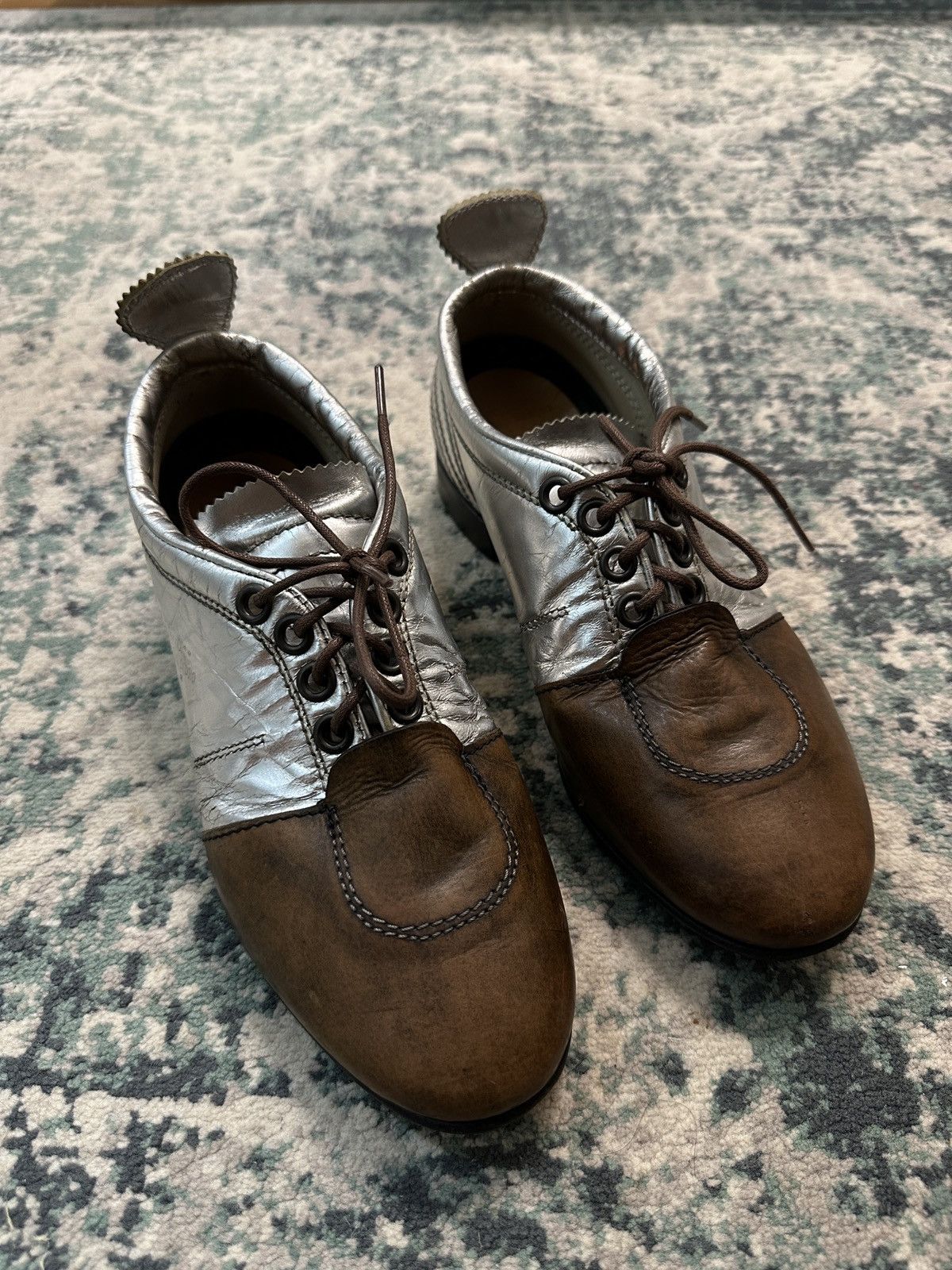 C.P. Company C.P. Company x Pantofola D'oro Oxford Leather Silver Shoes Size US 5 / EU 37 - 3 Thumbnail