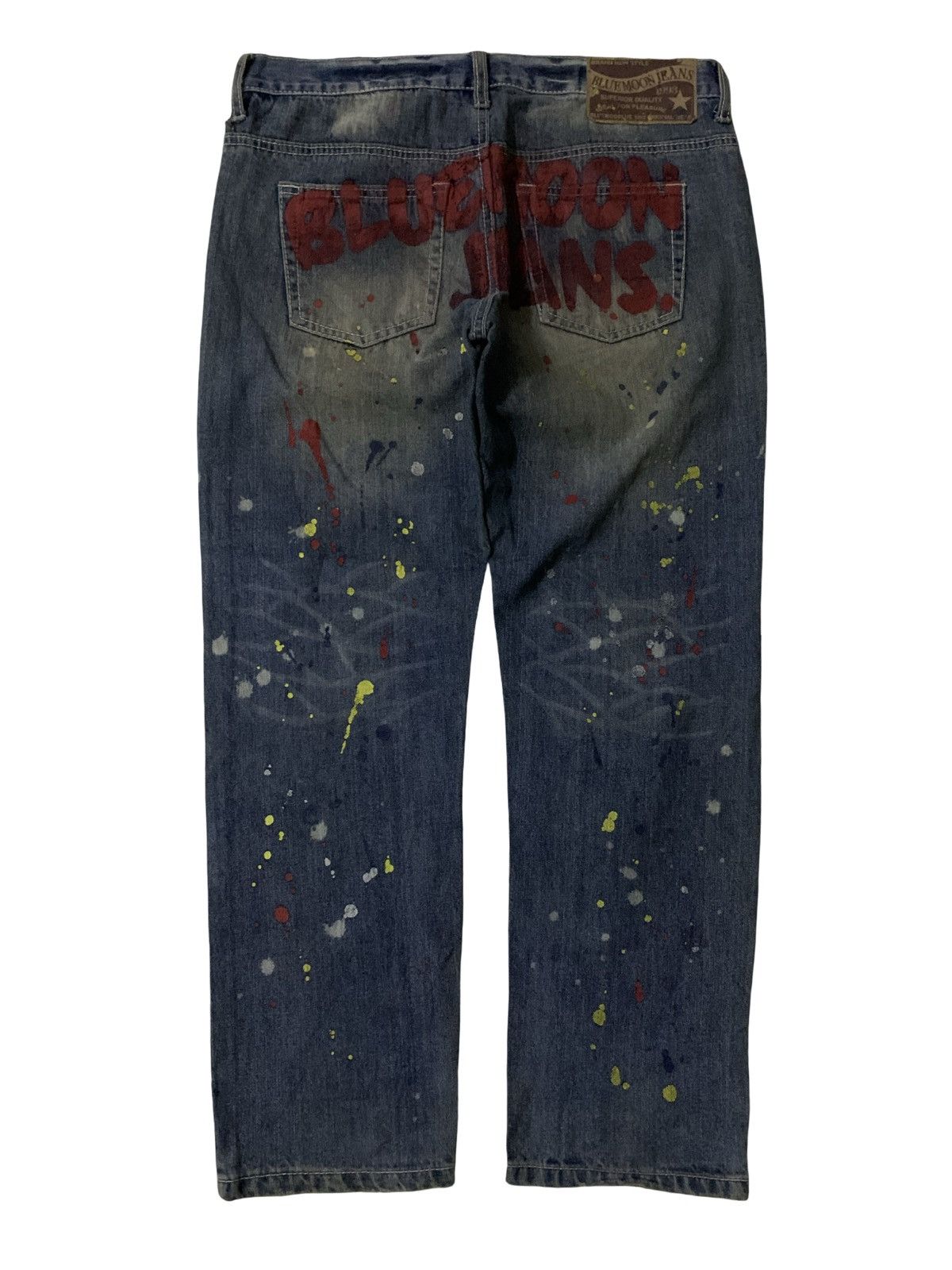 Hysteric Glamour 💥Blue Moon Blue Paint Splatter Designs Denim Size 33" - 1 Thumbnail
