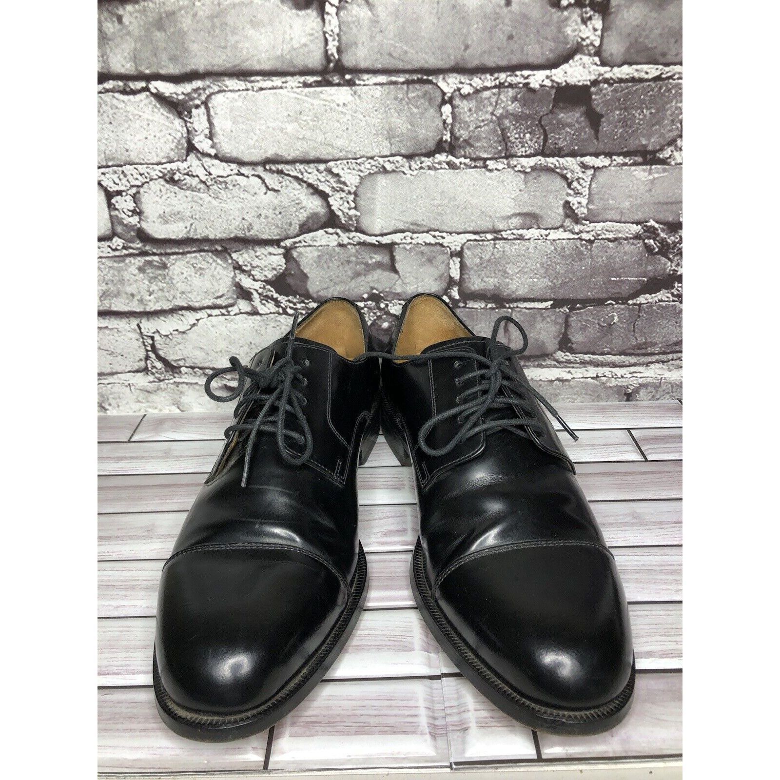 Cole Haan Cole Haan Air Black Leather Cap Toe Oxfords Lace Up Dress Sh Size US 11 / EU 44 - 9 Thumbnail
