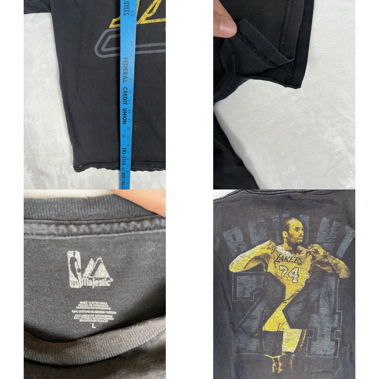 Vintage VINTAGE Kobe Bryant T-Shirt Black Mamba Faded Distressed Lakers Y2K Majestic Men T-Shirt Regular Size L Black Sports 90s California Mens Size US L / EU 52-54 / 3 - 8 Thumbnail