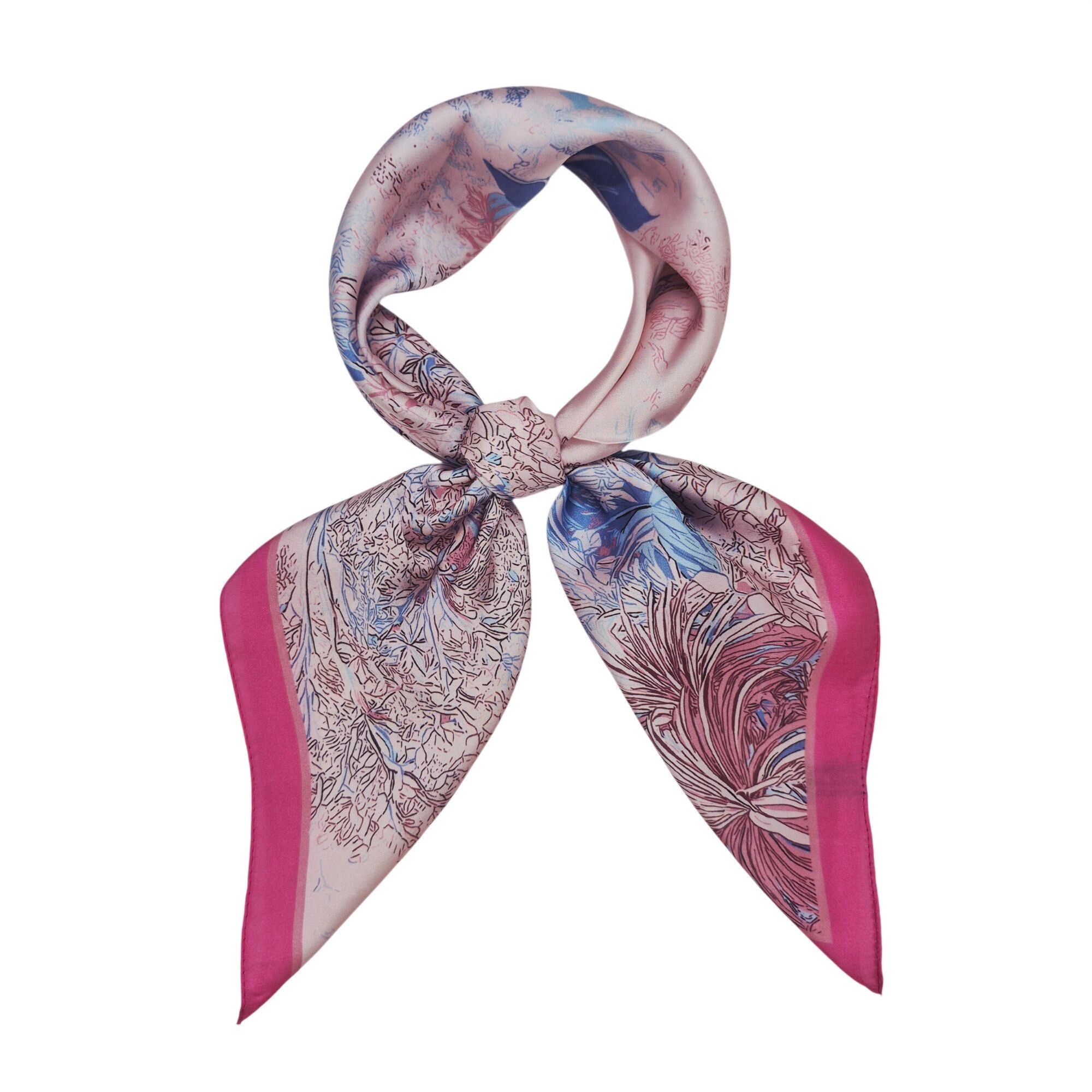 Other ✨Luxury Floral Botanical Silky Soft Square Scarf Pink Blue E Size ONE SIZE - 3 Thumbnail