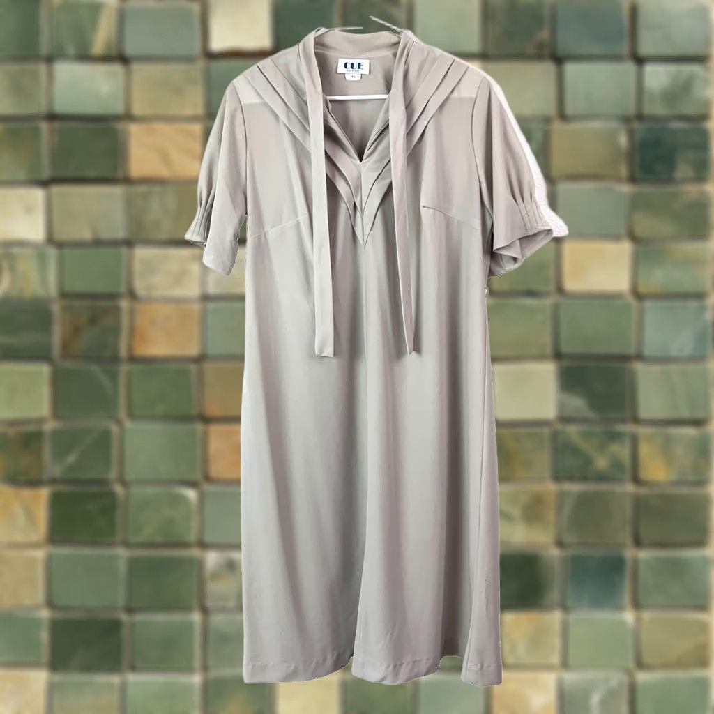Vintage VINTAGE Cue Fashions Gray Modest Mod Cocktail Dress L 1960s Rockabilly Womens Size L / US 10 / IT 46 - 1 Thumbnail