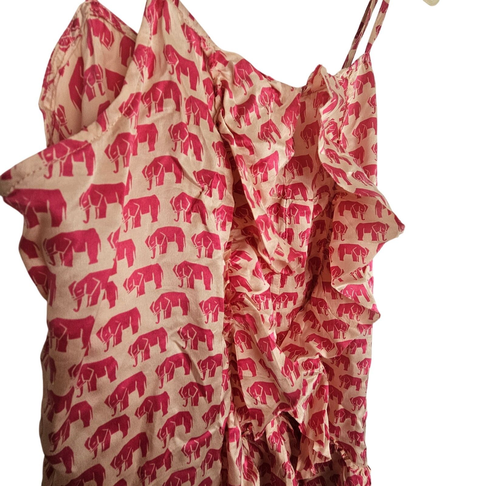Banana Republic Banana Republic Womens Silk Ruffle Elephant Print Tank S Size S / US 4 / IT 40 - 4 Thumbnail
