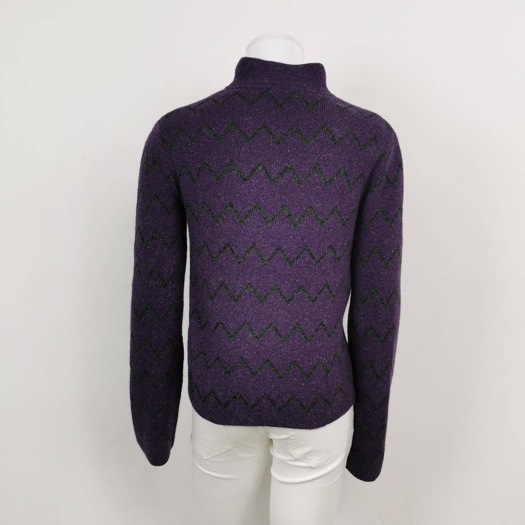 Acne Studios Acne Studios Purple Zigzag Turtleneck Sweater S Size US XXS / EU 40 - 1 Thumbnail