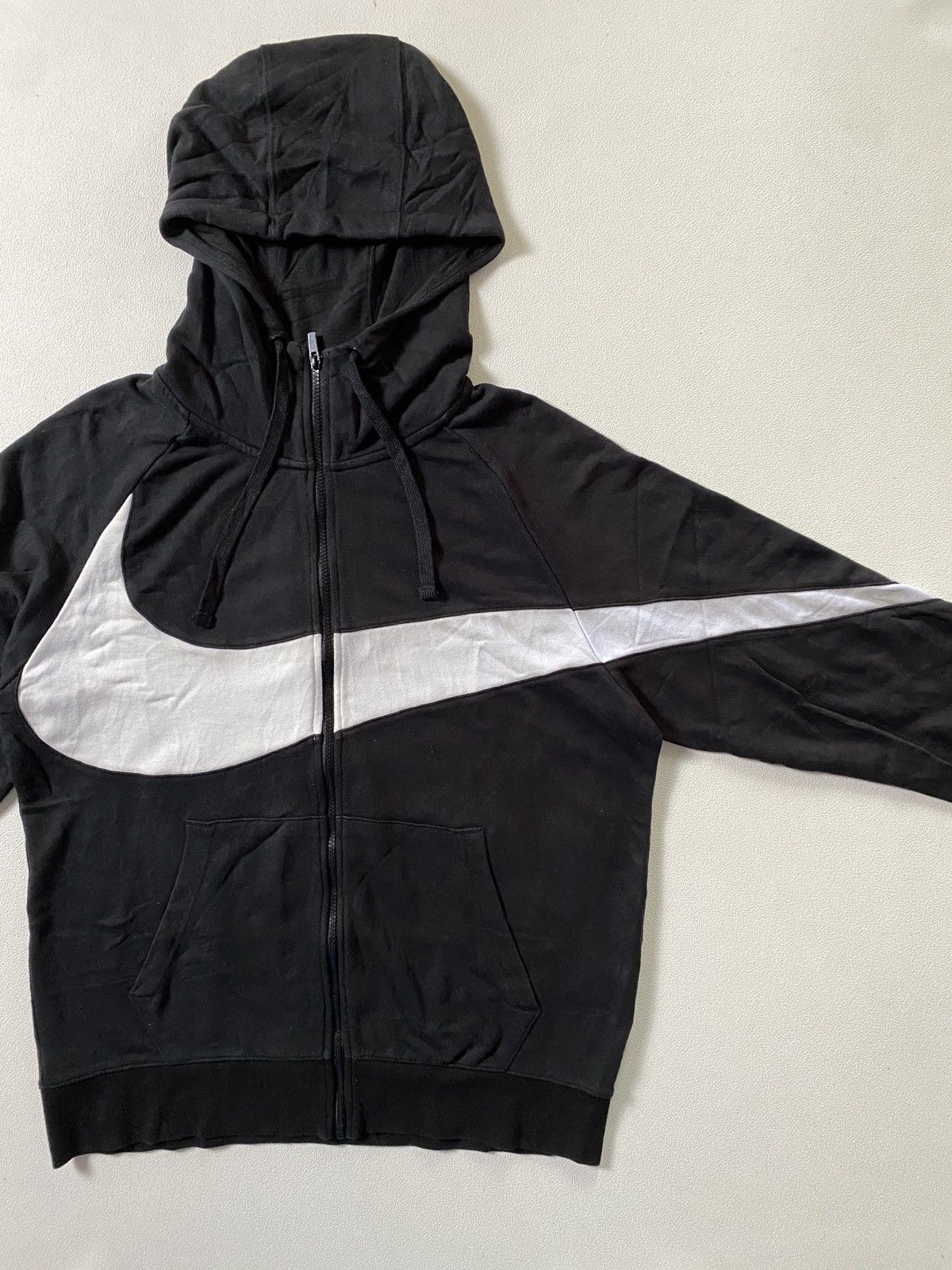 Nike Zipper Hoodie Nike Big Swoosh Black White Size US XL / EU 56 / 4 - 3 Thumbnail