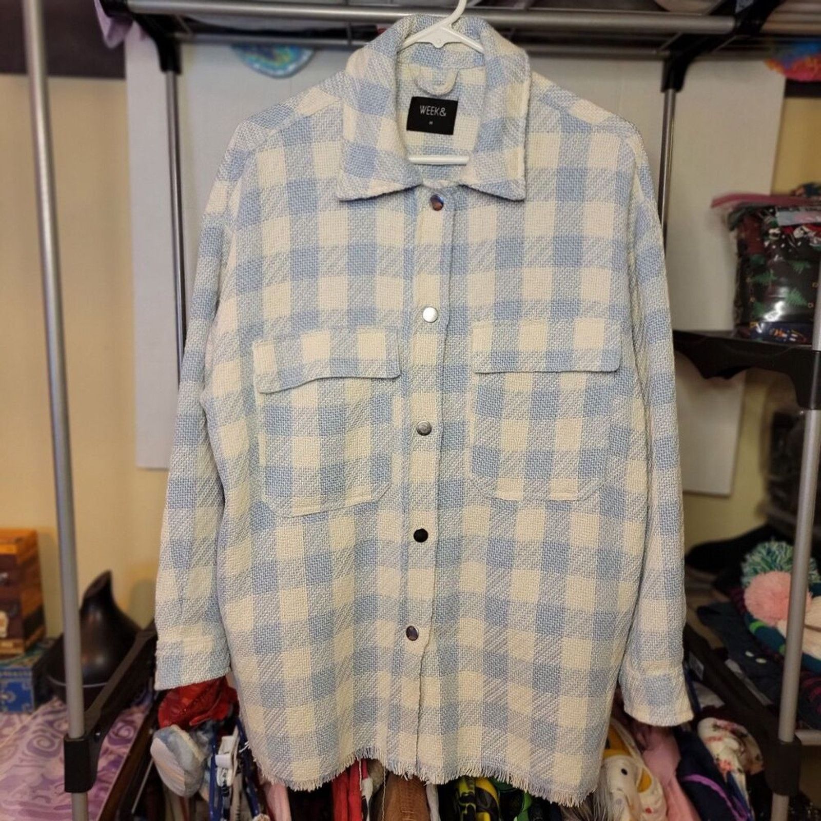 Other Week & Coat Light Blue Plaid Full Button - Size Medium Size M / US 6-8 / IT 42-44 - 1 Thumbnail