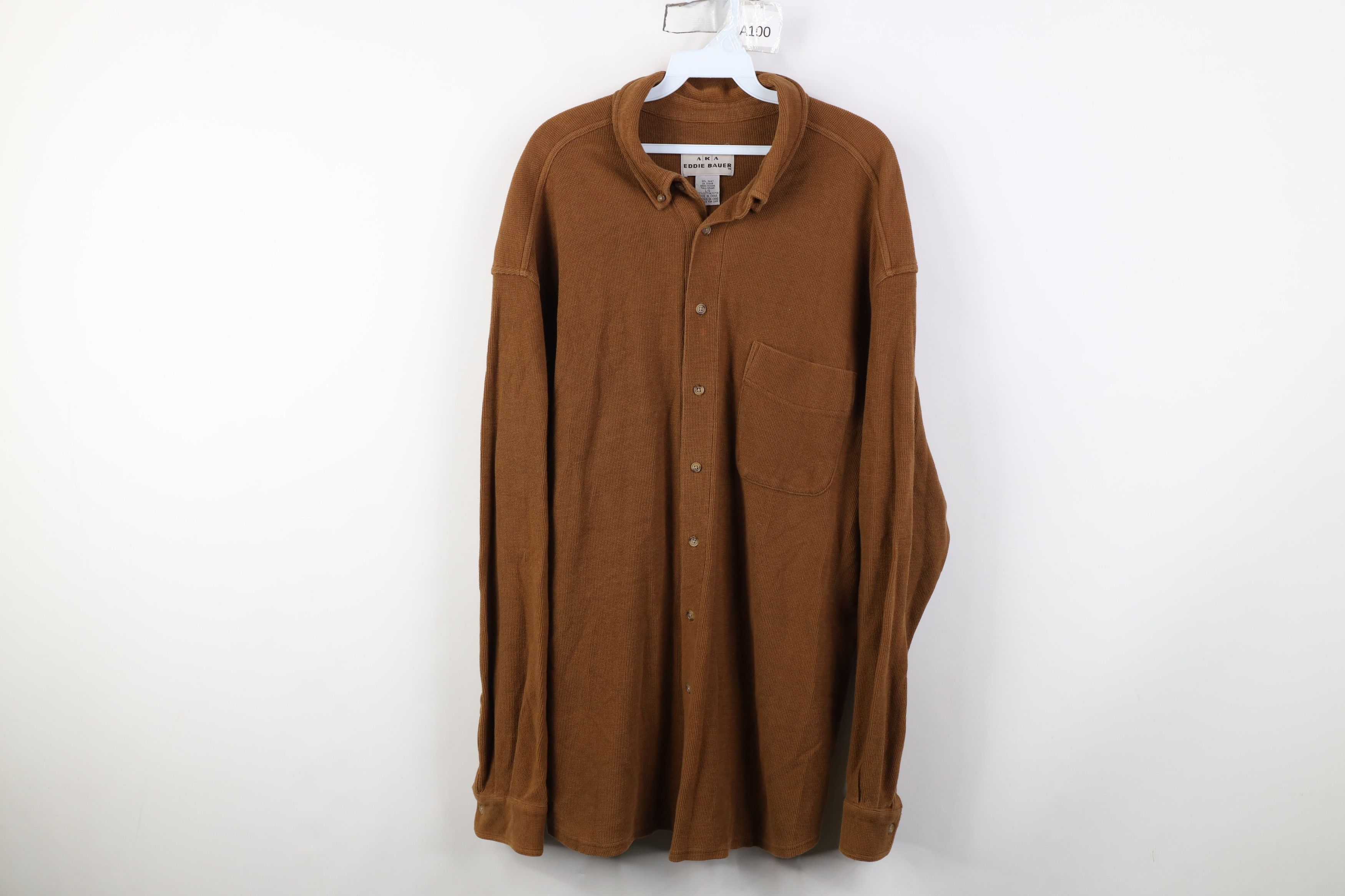 Eddie Bauer Vintage 90s Eddie Bauer Thermal Knit Collared Button Shirt Size US L / EU 52-54 / 3 - 1 Thumbnail
