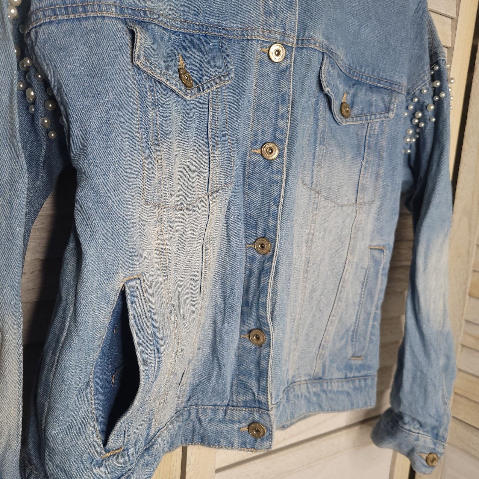 Other International Concepts Jean Jacket Beaded Womens XS Size XS / US 0-2 / IT 36-38 - 6 Thumbnail