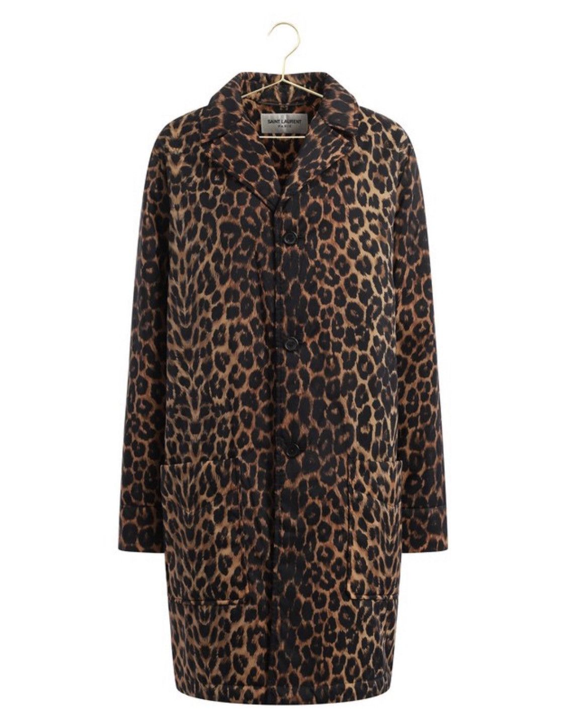 image of Saint Laurent Paris Polyamide Leopard Effect Trench Coat in Brown, Men's (Size Medium)