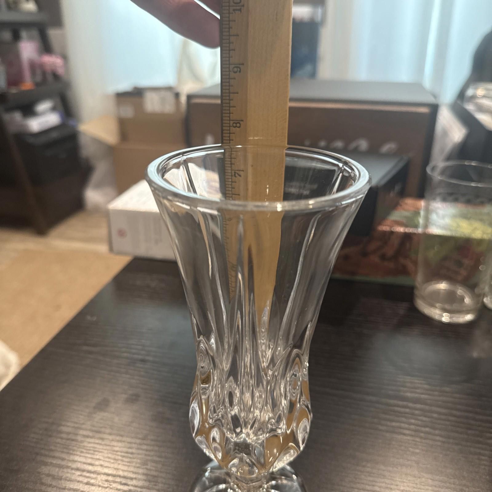 Designer Gorham Full Lead Crystal C192 7" Footed Vase - NOB Size ONE SIZE - 3 Thumbnail