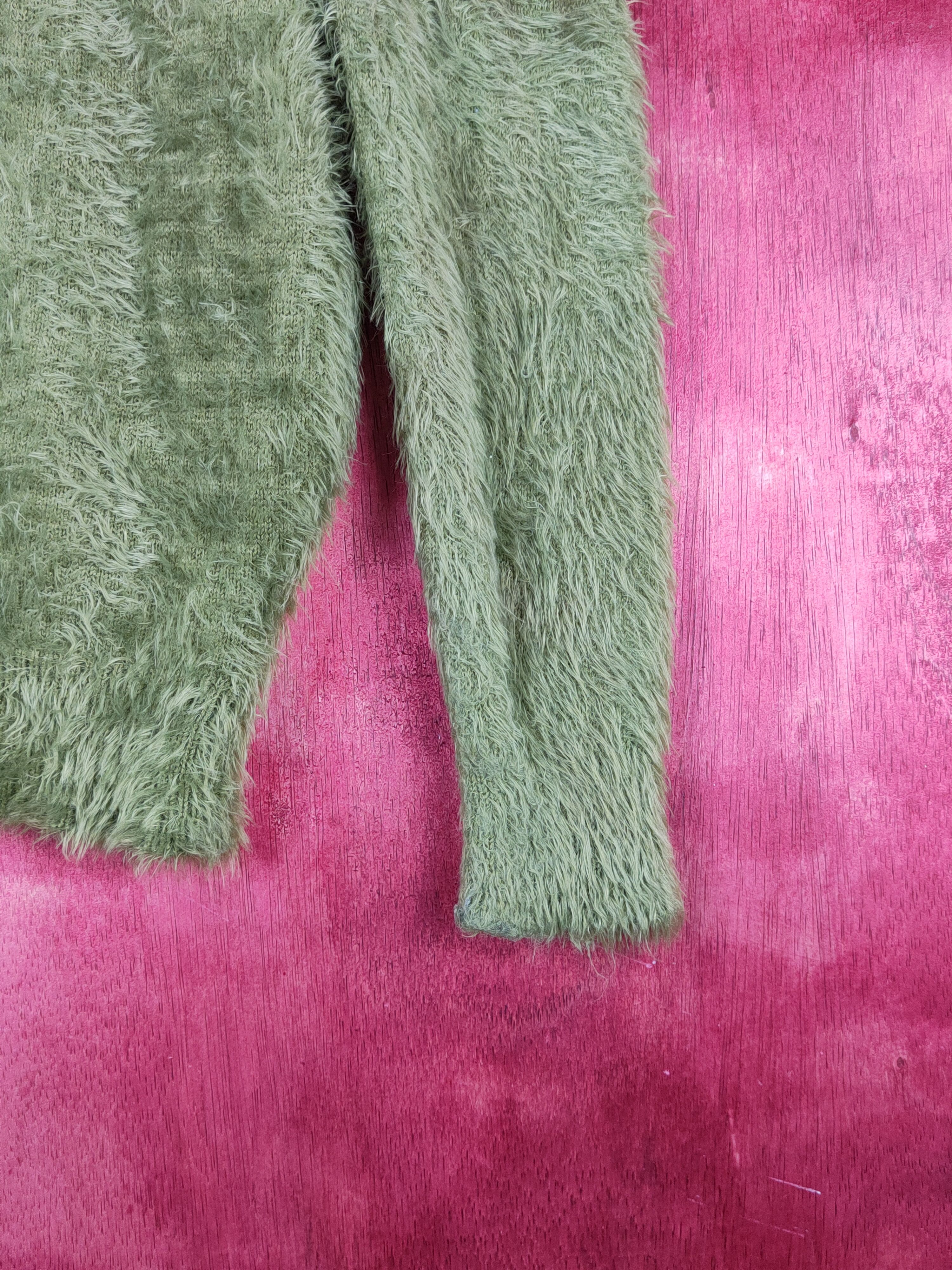 Homespun Knitwear Carina Green Shag Shaggy Fur Mohair Knitwear #S1688 Size S / US 4 / IT 40 - 6 Thumbnail