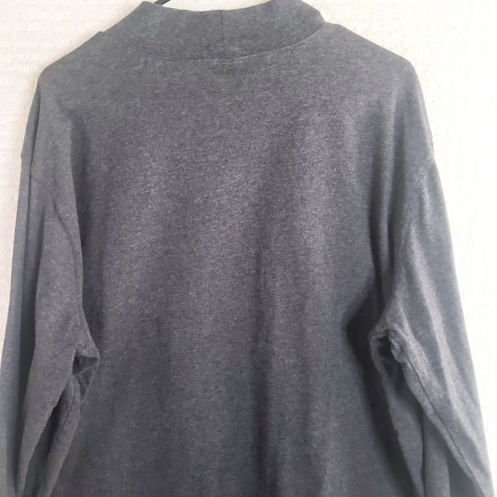 Lands' End Lands' End Men's Dark Charcoal Heather Super-T Mock Neck T-Shirt XXL Gray Mens Size US XXL / EU 58 / 5 - 6 Thumbnail