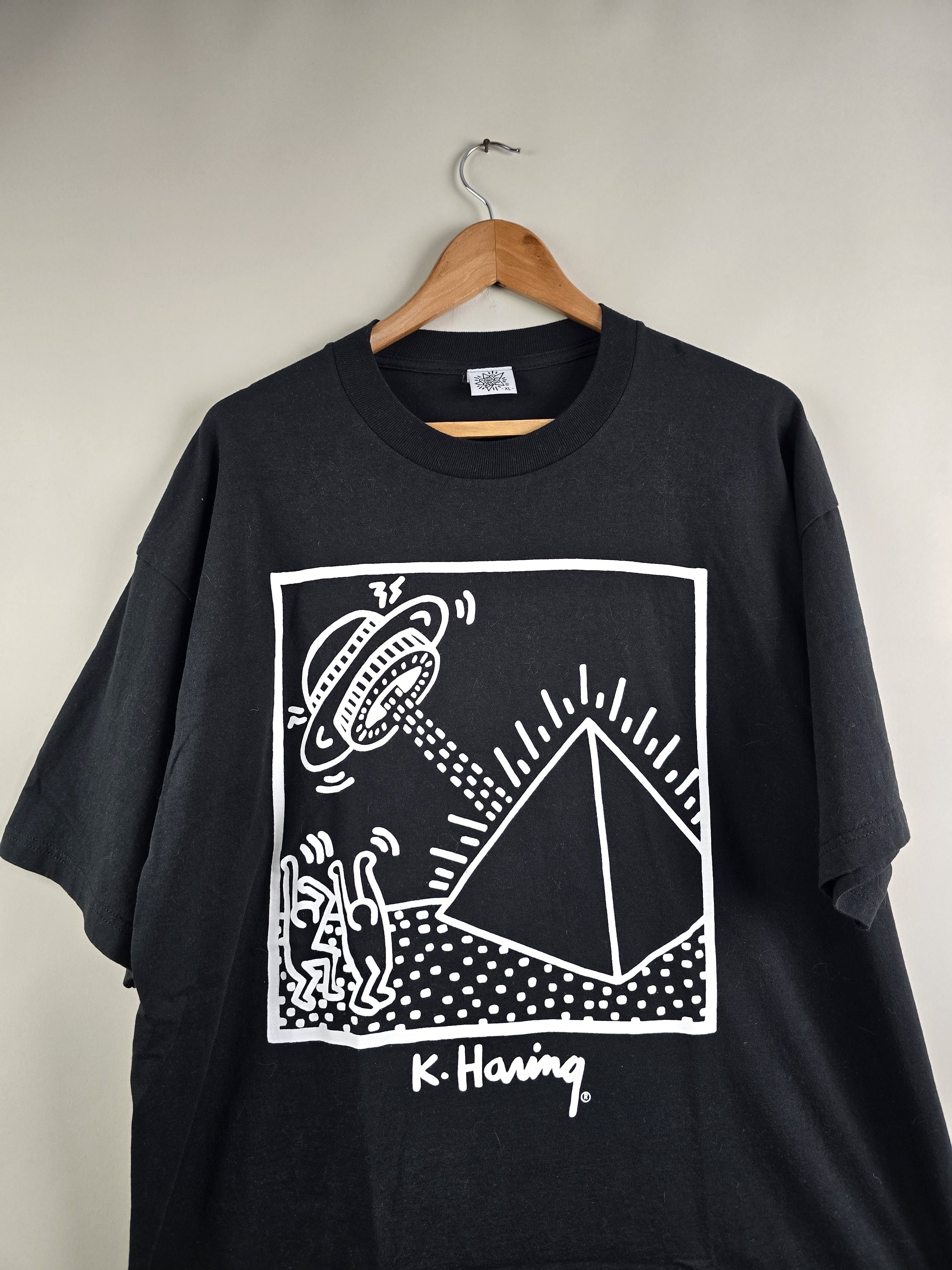 Keith Haring × Vintage 80s Keith Haring Pop Shop UFO Pyramid Art Tee 2XL 24" 33" Size US XXL / EU 58 / 5 - 2 Thumbnail