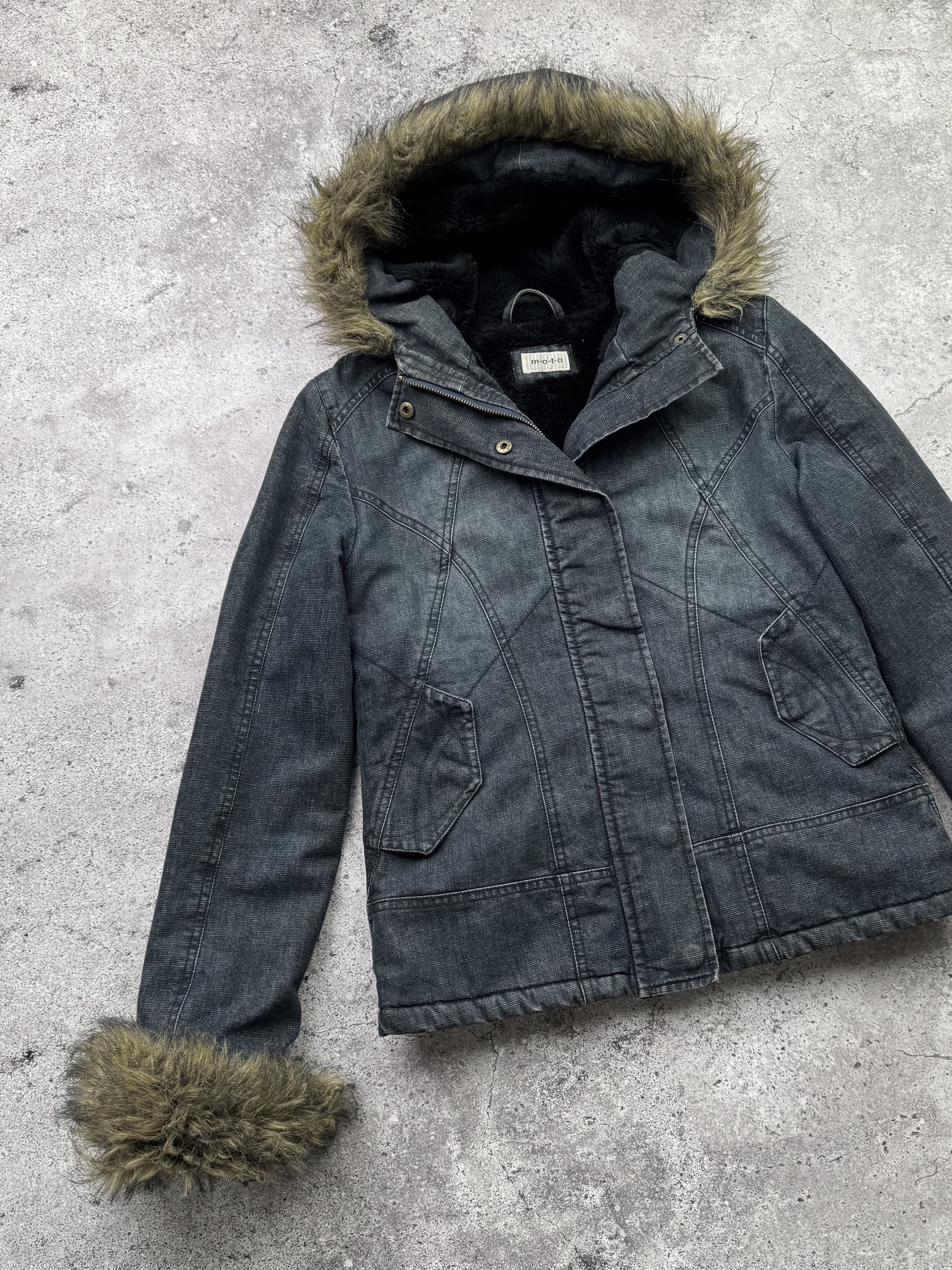 Japanese Brand Vintage Denim Cropped Jacket With Faux Fur Details C375(V43) Size M / US 6-8 / IT 42-44 - 2 Thumbnail