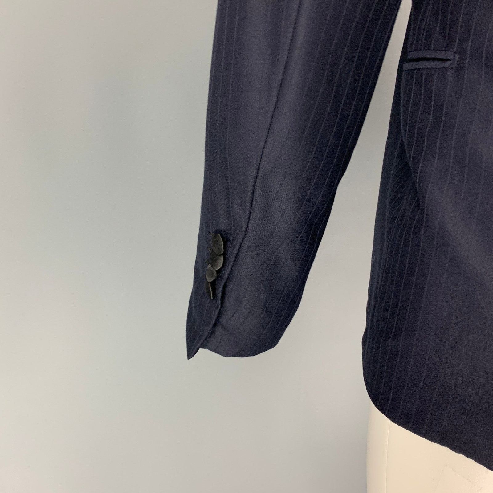 Brioni BRIONI Size 40 Navy Stripe Wool Tuxedo Sport Coat Size 40R - 4 Thumbnail