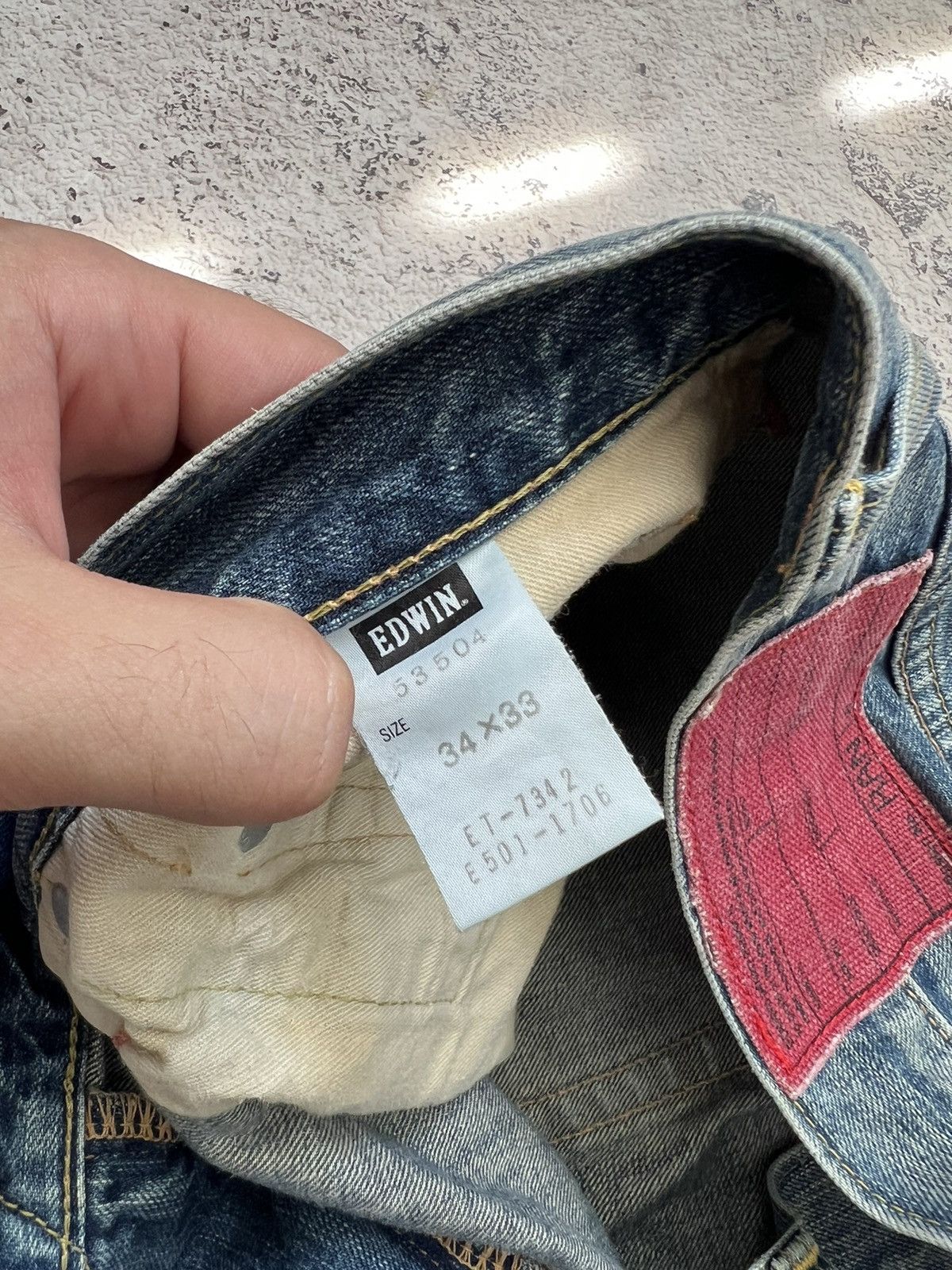 Edwin × Japanese Brand FLARED ≥ THRASHED EDWIN 53504 DISTRESSED DENIM PANT Size US 34 / EU 50 - 6 Thumbnail