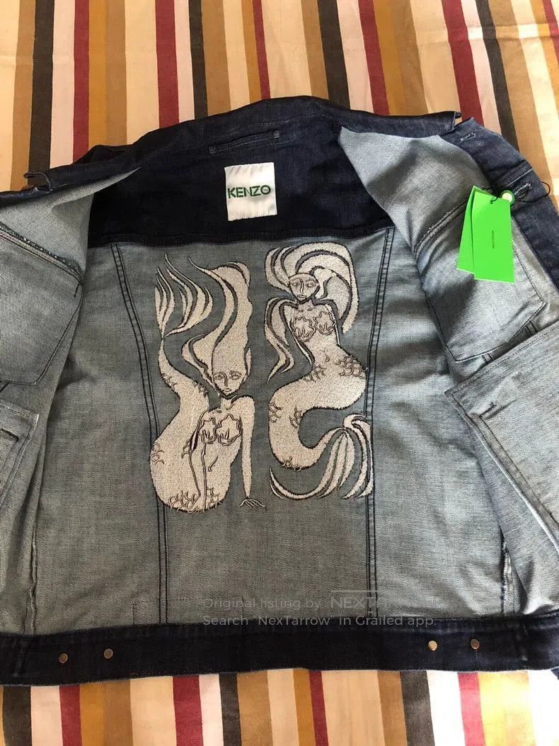 Kenzo KENZO Denim Jacket with Mermaid Embroidery. Size US XL / EU 56 / 4 - 2 Thumbnail