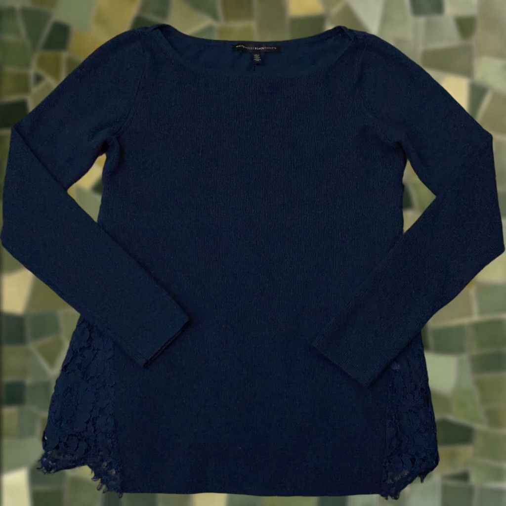 White House Black Market White House Black Market Shirt Top Small Blue Lace Layered Long Sleeve Womens Size S / US 4 / IT 40 - 1 Thumbnail