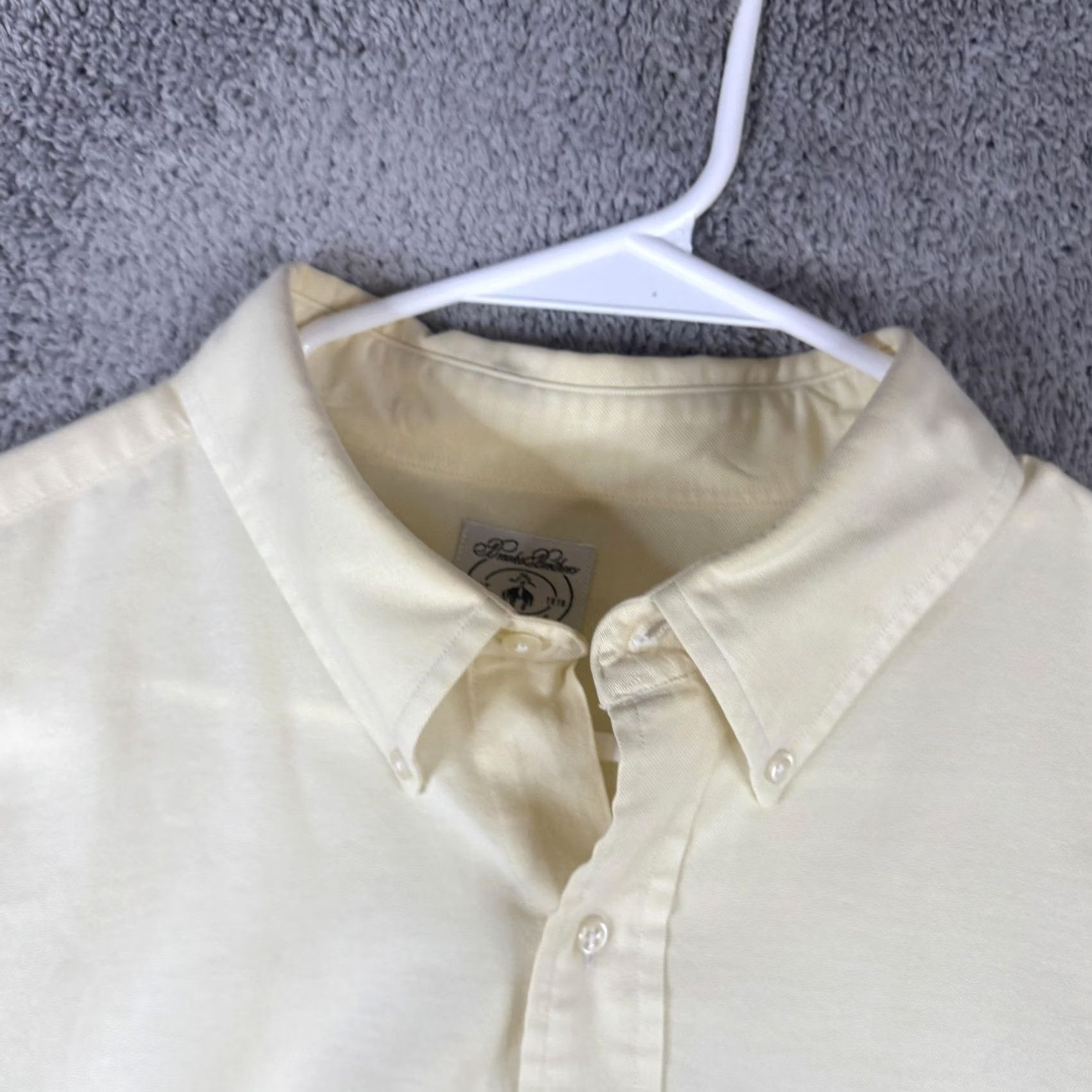 Brooks Brothers Brooks Brothers Shirt Mens XL Yellow Solid Cotton Button Down Sport Casual Size US XL / EU 56 / 4 - 7 Thumbnail