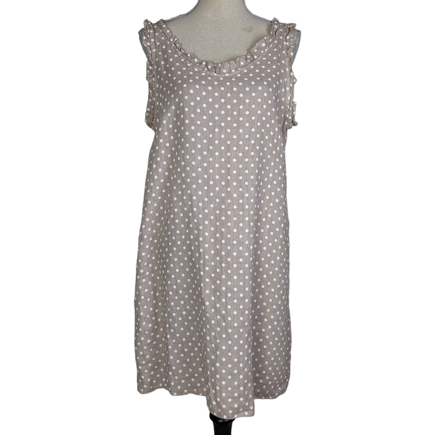 Other Stella Martini Polka Dot Linen Sundress Tan and White Medium Size M / US 6-8 / IT 42-44 - 1 Thumbnail