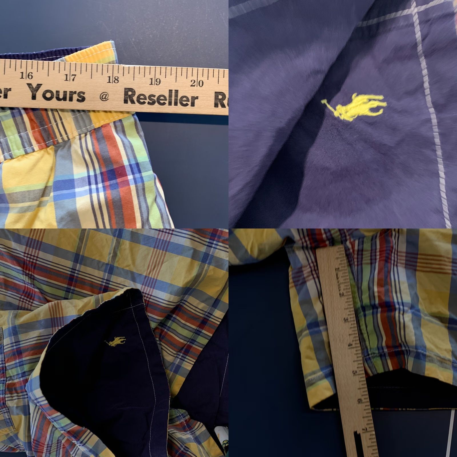 Polo Ralph Lauren VINTAGE Polo Ralph Lauren Shorts Reversible Navy Bue Yellow Plaid Pony XL Men Size US XL / EU 56 / 4 - 9 Thumbnail
