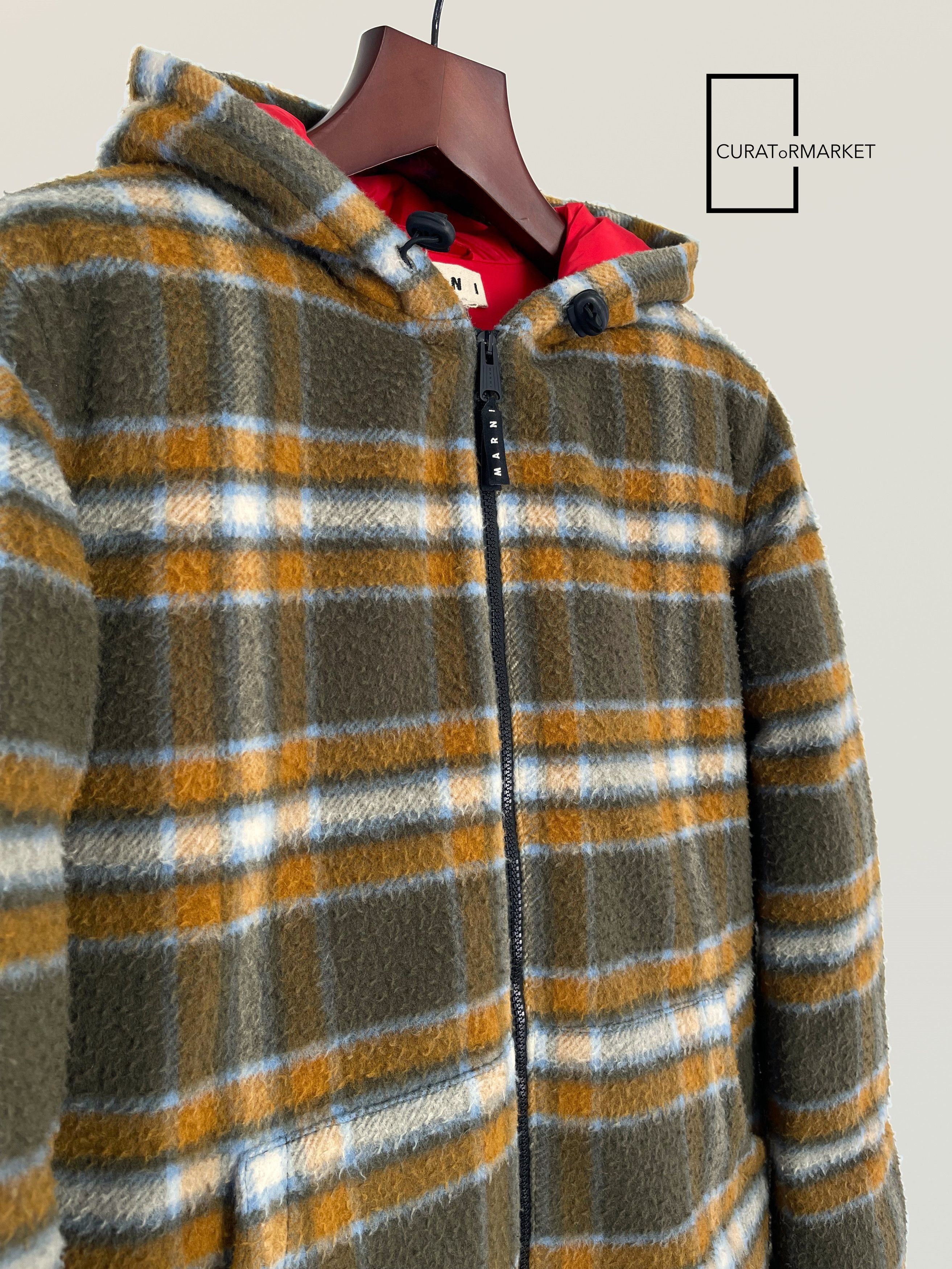 Marni EU48 Textured Wool Flannel Plaid Padded Down Puffer FW21 Size US M / EU 48-50 / 2 - 4 Thumbnail