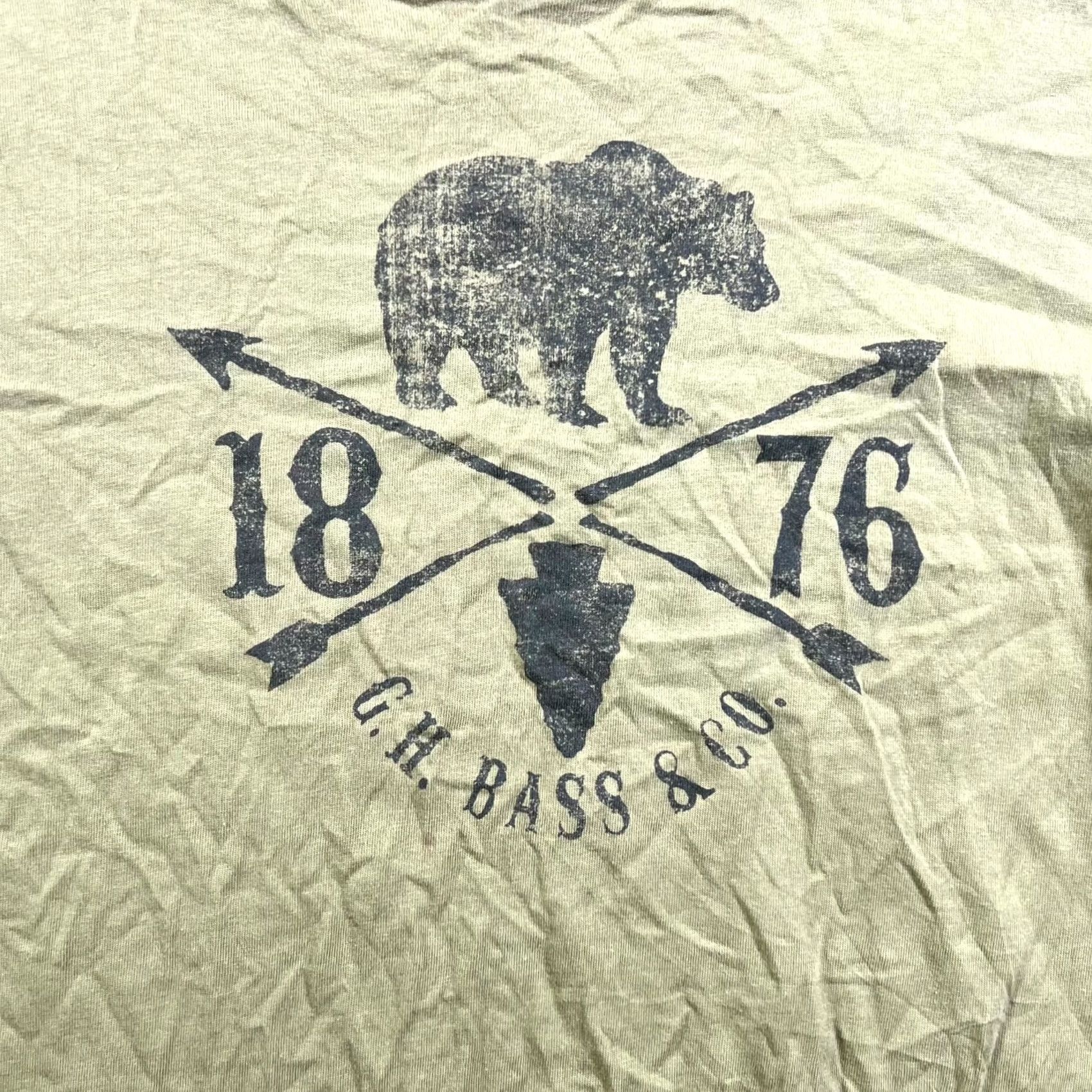 Vintage G.H. Bass & Co. T-Shirt Mens Olive Green Graphic Bear And Arrow 1876 Streetwear Large Size US L / EU 52-54 / 3 - 3 Thumbnail