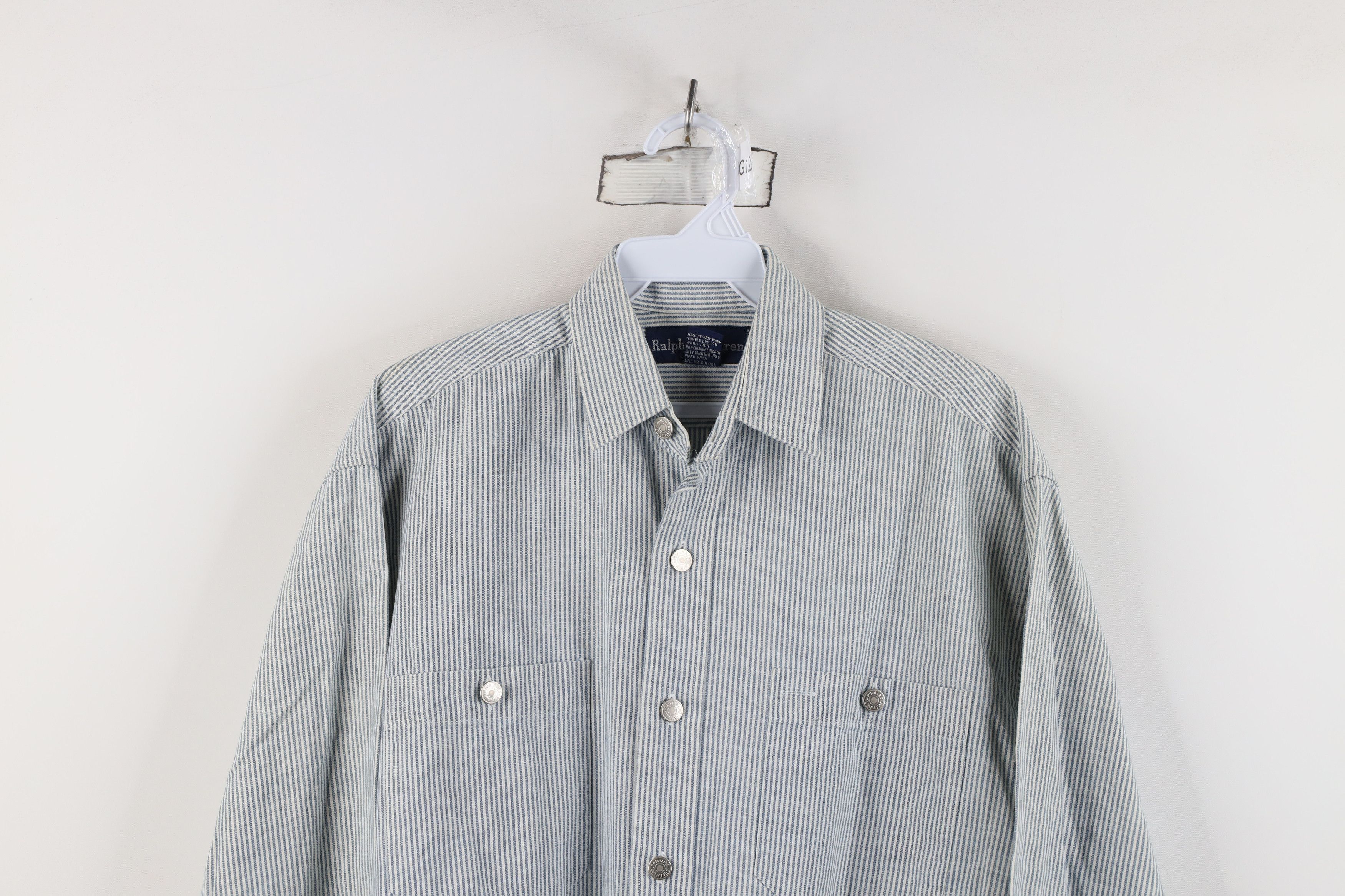Ralph Lauren Vintage 90s Ralph Lauren Striped Button Shirt Blue Size M / US 6-8 / IT 42-44 - 2 Thumbnail