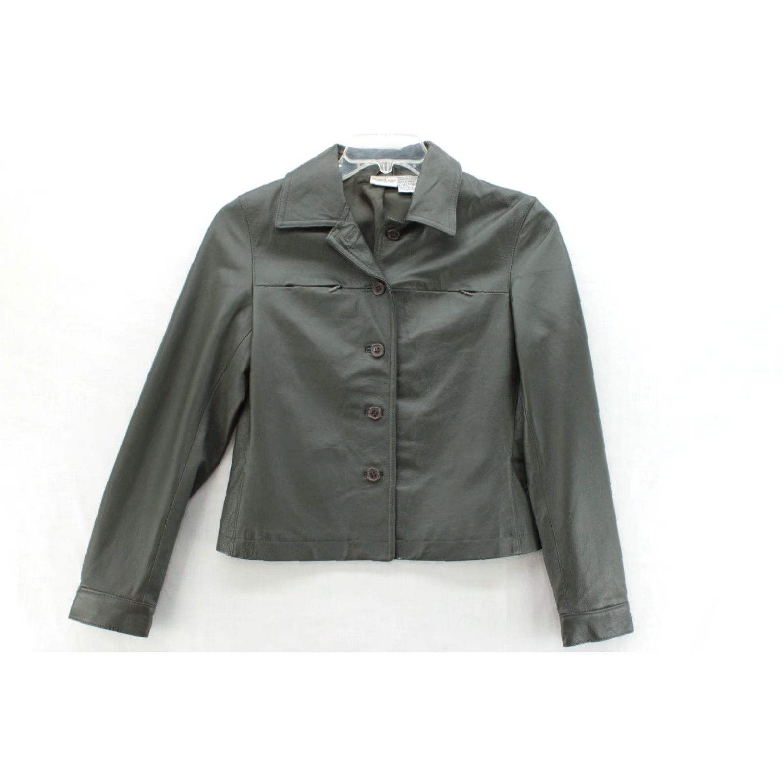 Vintage VINTAGE Newport News Leather 2 Piece Pant Suit Womens Sz 4 Gray Green Biker Business Size 27" / US 4 / IT 40 - 2 Thumbnail