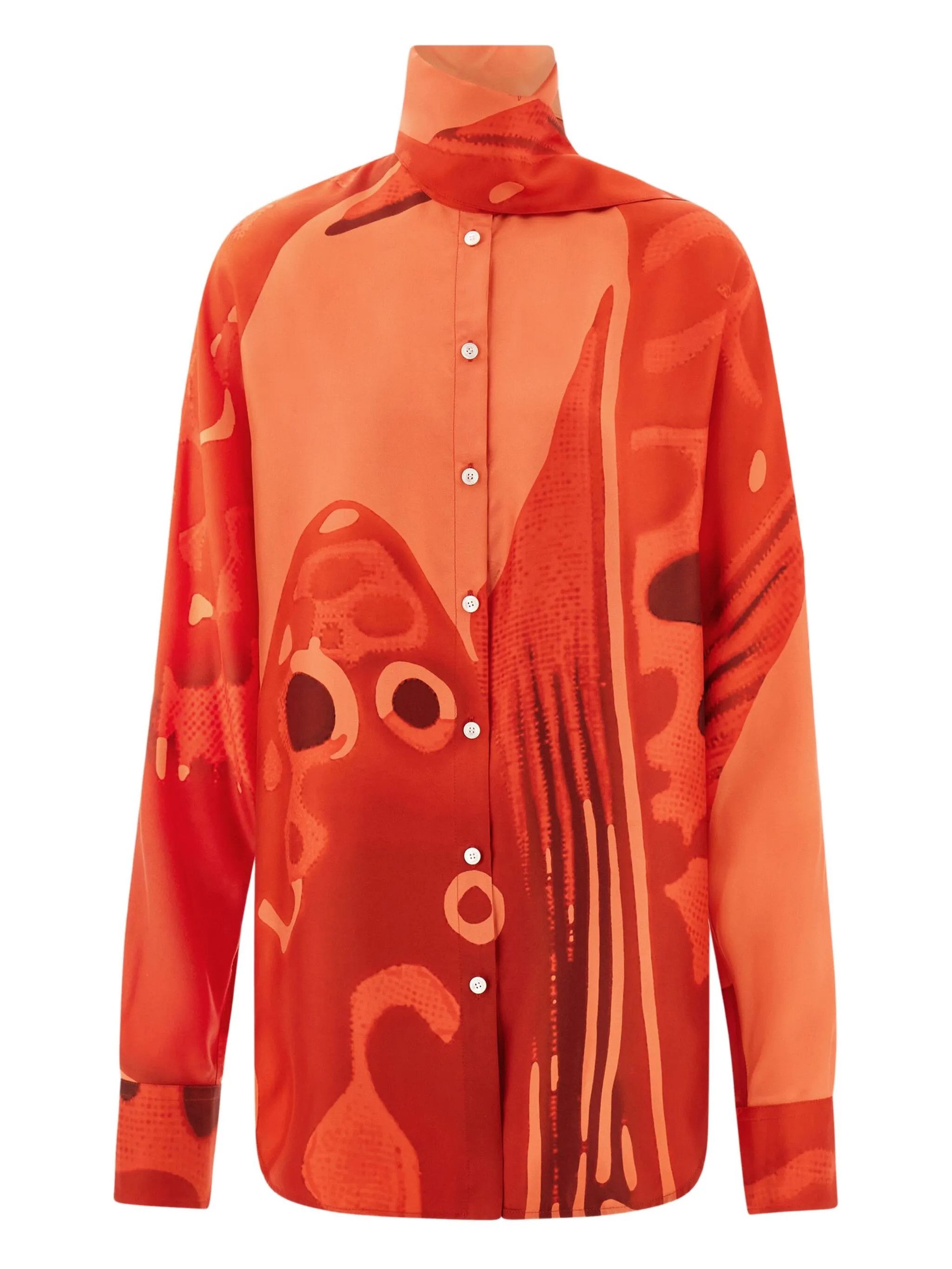 Salvatore Ferragamo o1s1rm0426 Sash-detail Silk Shirt in Red Size XS / US 0-2 / IT 36-38 - 1 Thumbnail