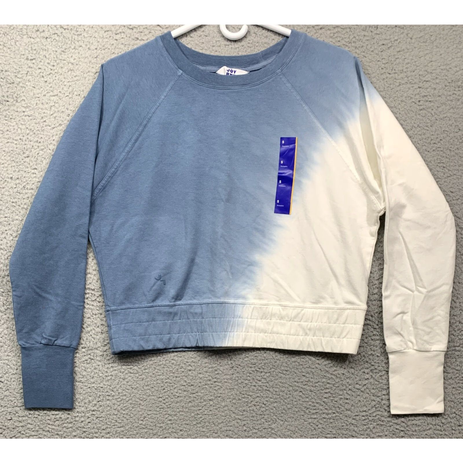Vintage Joy Lab Women's Cropped Sweatshirt Blue & Cream Activewear Small NWT Size S / US 4 / IT 40 - 2 Thumbnail