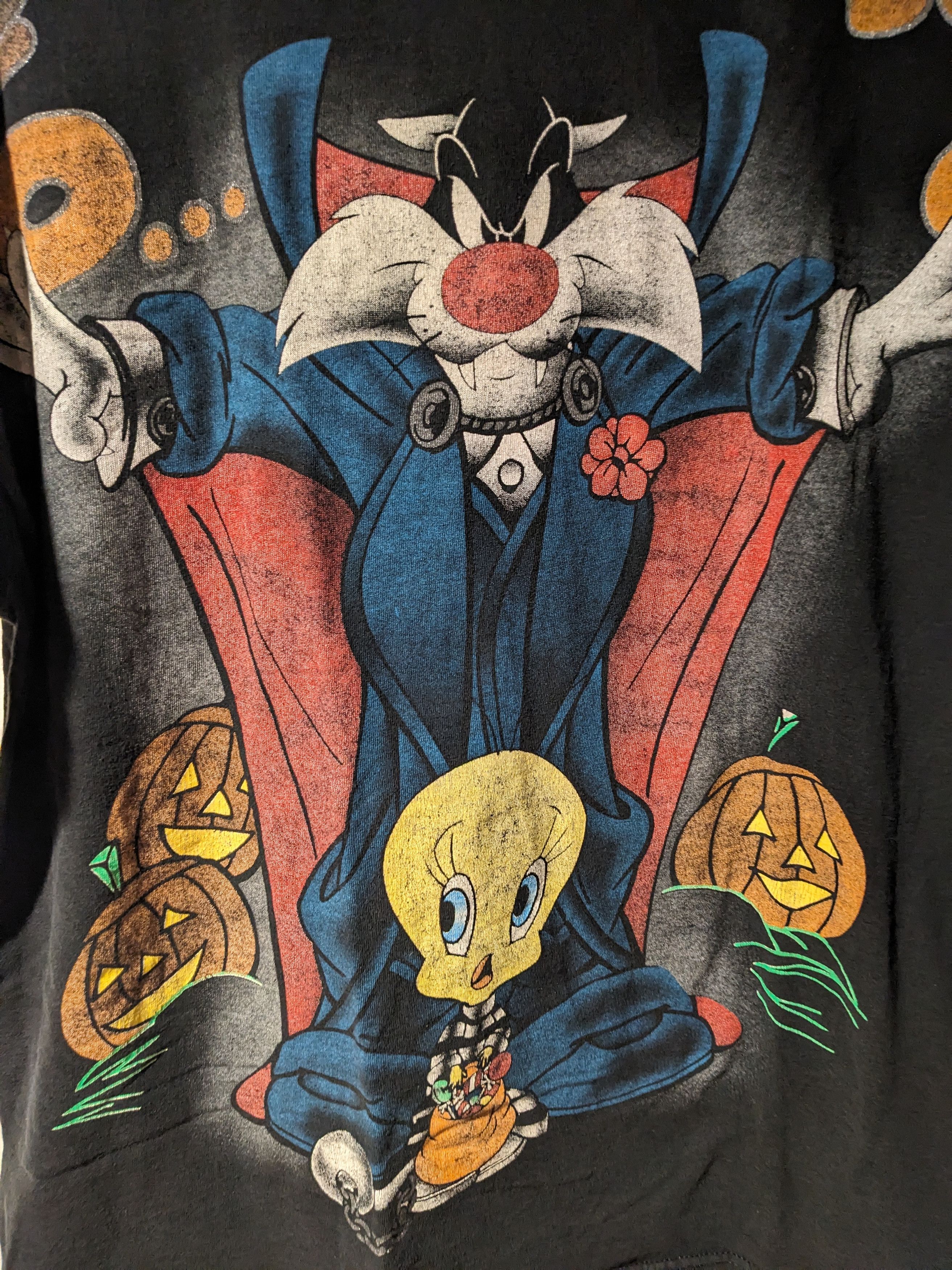Cartoon Network × Vintage Vintage 90s Looney Tunes Sylvester Tweety Halloween T-Shirt Size US XL / EU 56 / 4 - 2 Thumbnail