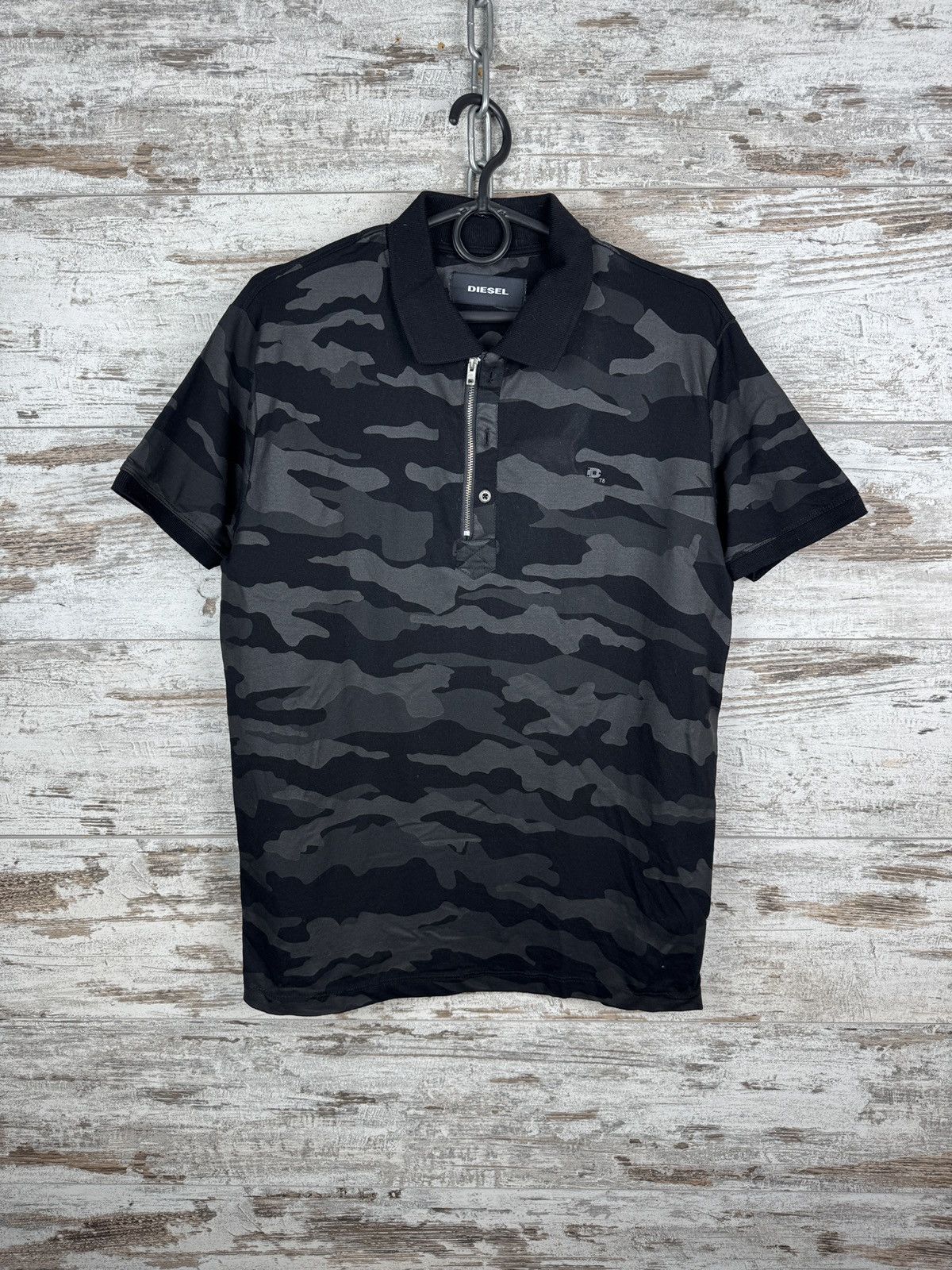 Diesel Diesel Camouflage Polo Shirt Black Grey Slim Fit Zip XS Size US XS / EU 42 / 0 - 1 Thumbnail