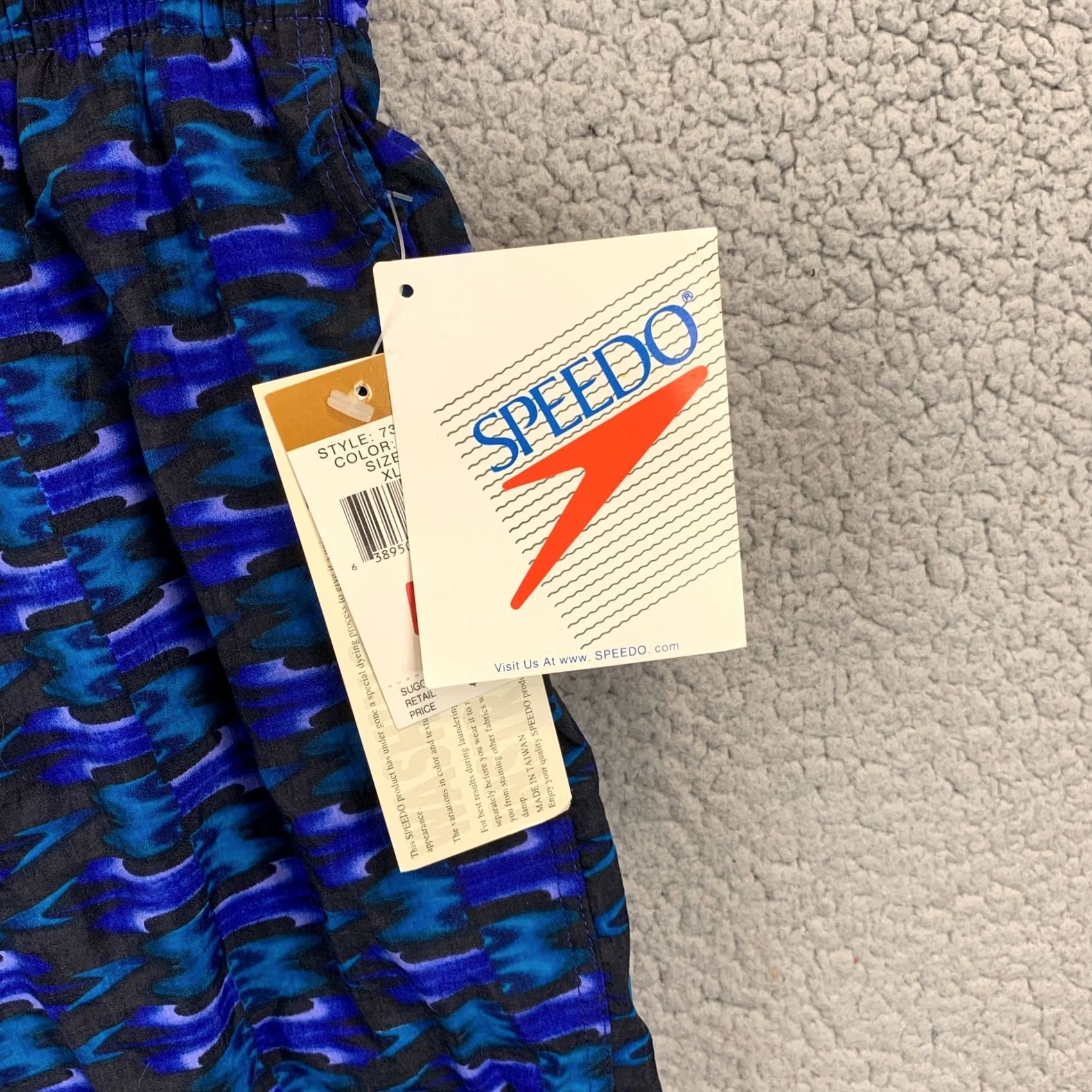 Speedo VINTAGE Speedo Trunks Mens XL Blue Abstract Print 90s Retro Swim Bottoms Shorts Shippable NWT Size US 36 / EU 52 - 3 Thumbnail