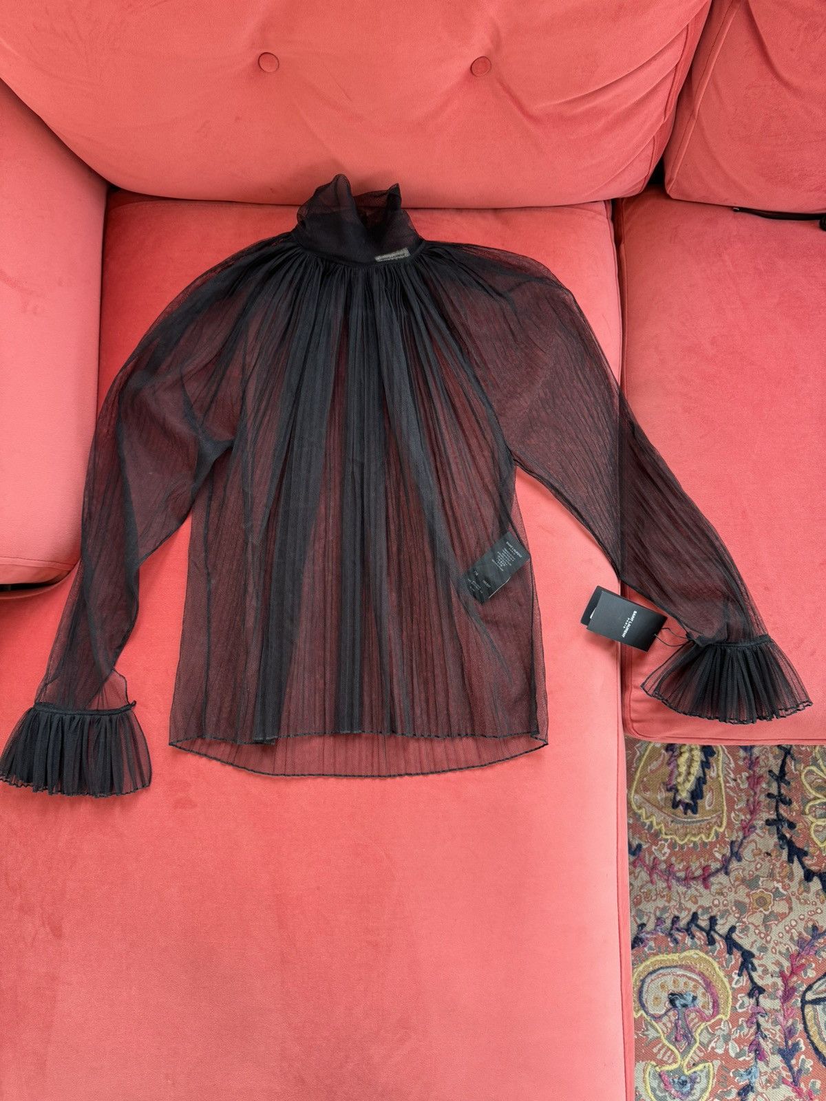 Saint Laurent Paris New Saint Laurent silk-tulle gathered blouse, size S Size S / US 4 / IT 40 - 14 Thumbnail