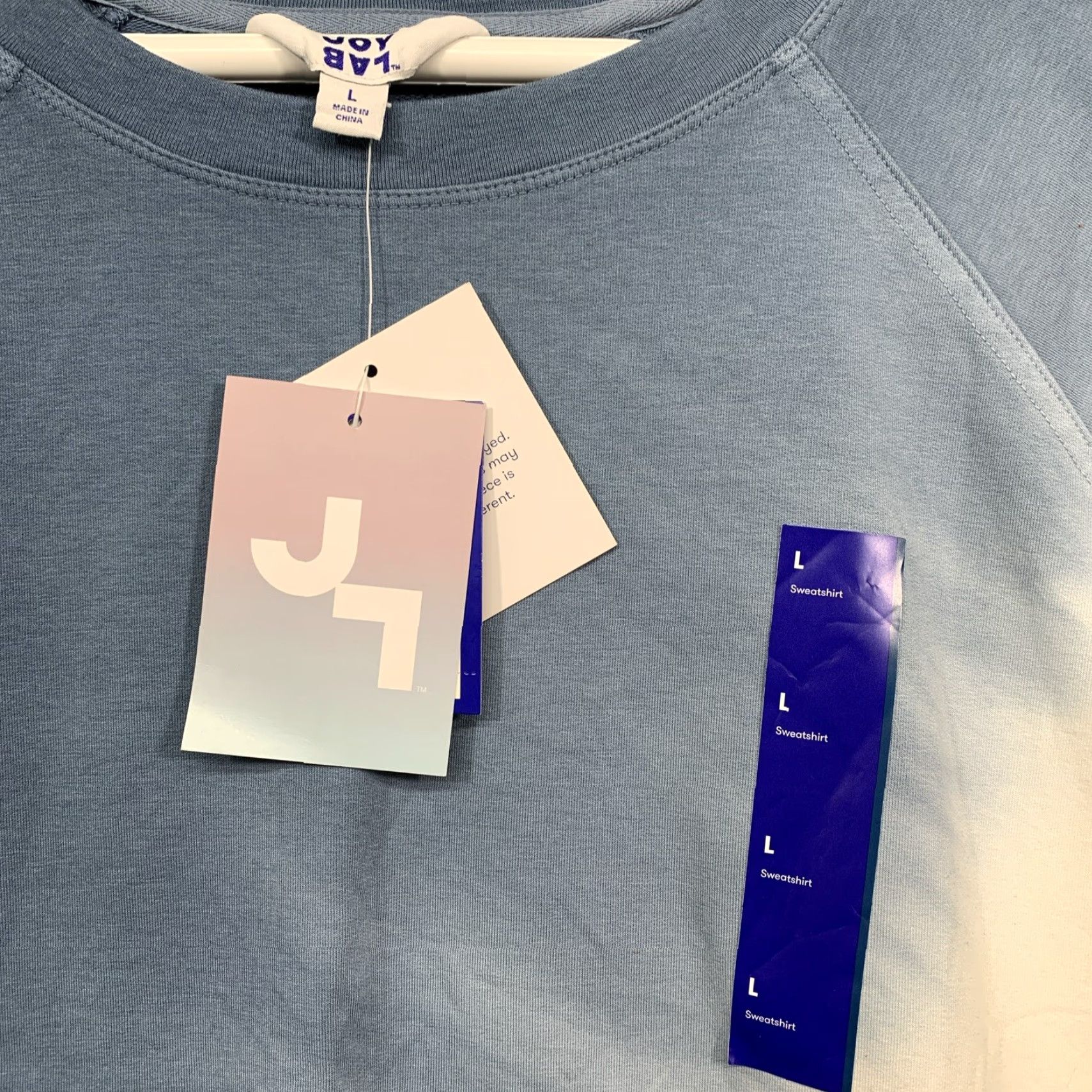 Vintage Joy Lab Cropped Sweatshirt Blue & Cream Size Large Thumb Holes Womens NWT Size L / US 10 / IT 46 - 6 Thumbnail