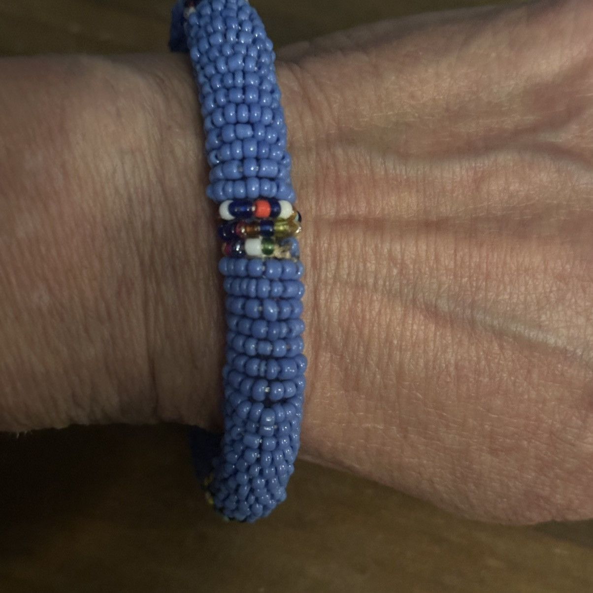 Other Blue African Maasai beaded bangle bracelet Size ONE SIZE - 2 Thumbnail