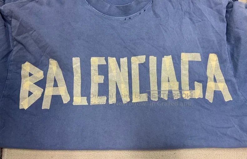 Balenciaga Balenciaga Tape Letter Logo Printed Round Neck Short Sleev Size US XL / EU 56 / 4 - 3 Thumbnail