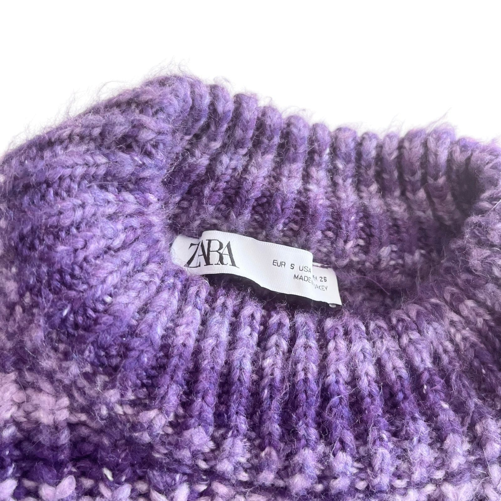 Zara Zara Purple Striped Chunky Knit Mock Neck Pullover Sweater Size S / US 4 / IT 40 - 5 Thumbnail