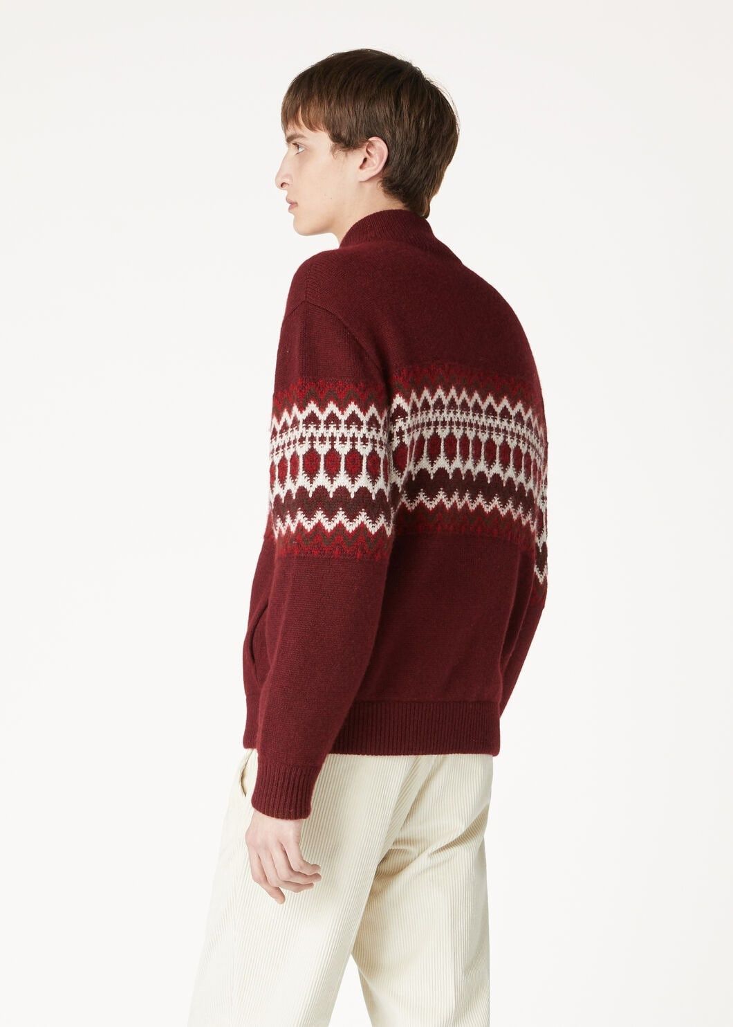 Loro Piana o1w1db10725 FAO6312 Alpe Pile Bomber Sweater in Dark Red Size US XL / EU 56 / 4 - 5 Thumbnail