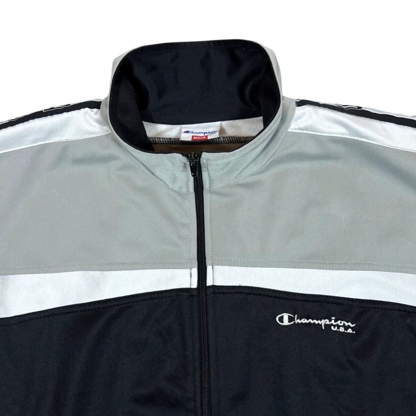 Champion VINTAGE Champion USA Logo Tape Sleeve Colour Block Track Jacket M Men Black Colourblock Size US M / EU 48-50 / 2 - 3 Thumbnail