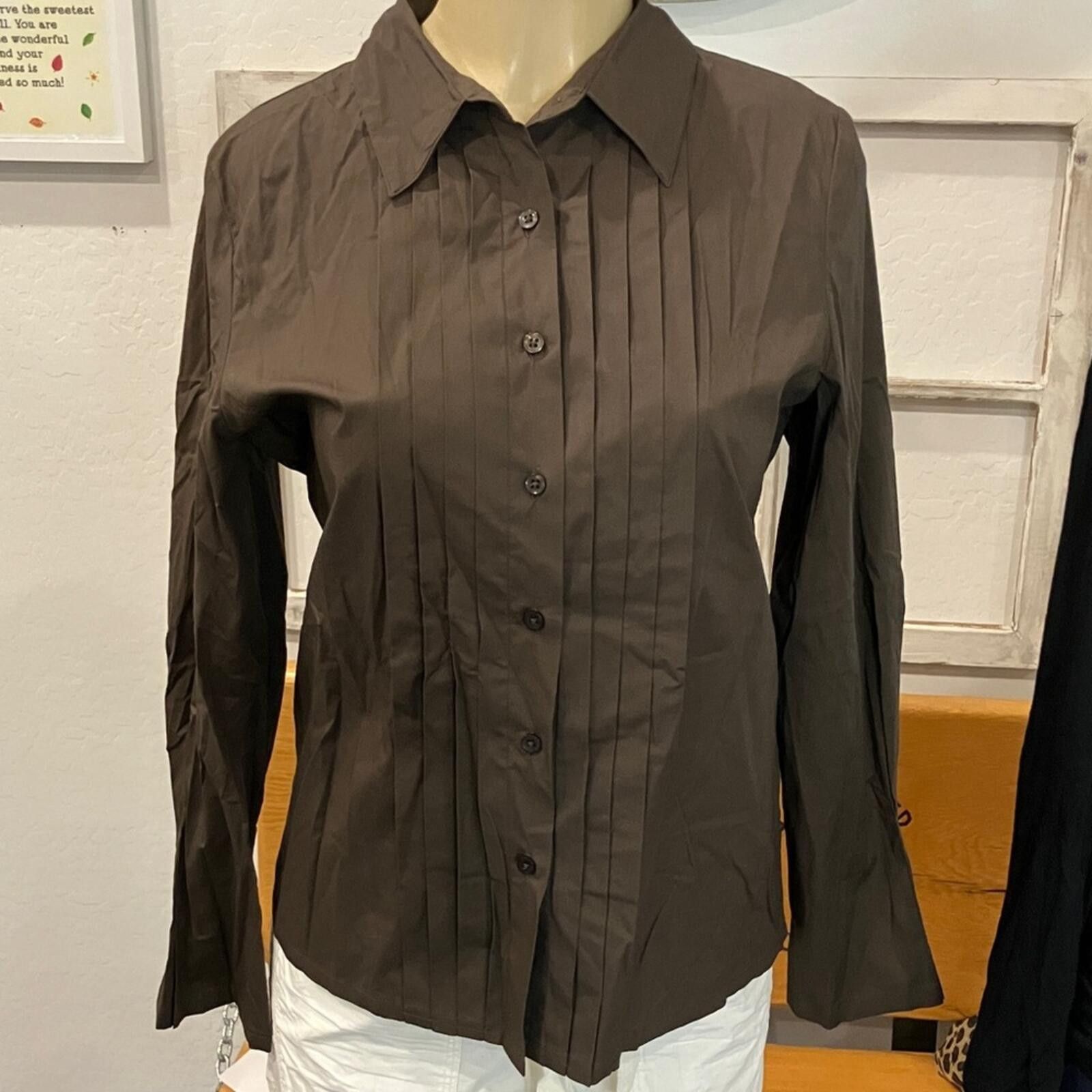 Other NWOT Dialogue Dark Brown Button-Down Shirt Size S / US 4 / IT 40 - 1 Thumbnail