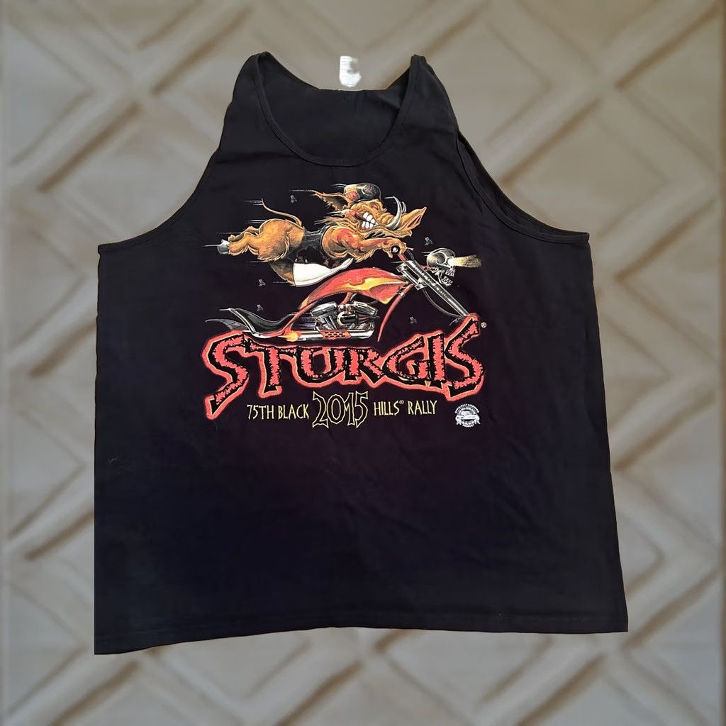 Vintage VINTAGE 2015 Sturgis Black Hills Rally Motorcycle Biker Tank Top Mens Black 2XL Hog Tank T-Shirt Mens 2XL Blue Motorcycle Hog Size US XXL / EU 58 / 5 - 1 Thumbnail
