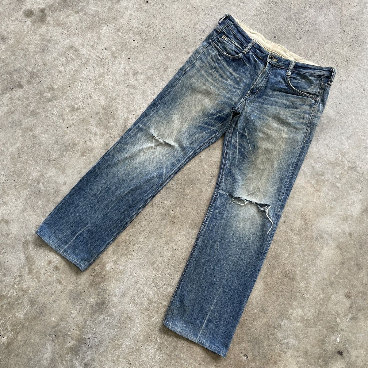 Japanese Brand × Jean × Vintage Vintage Brapper’s Japan Rusty Wash Distressed Jeans Pants Size US 32 / EU 48 - 2 Thumbnail