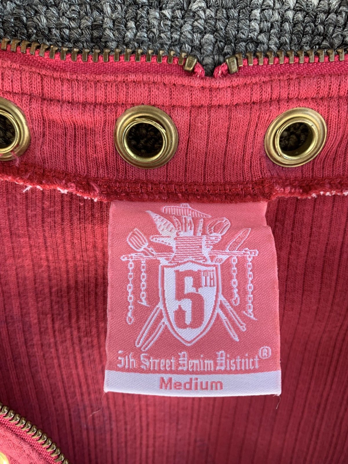 Japanese Brand 5th Street Pink Zip Collar Studded Long Sleeve Size M / US 6-8 / IT 42-44 - 5 Thumbnail