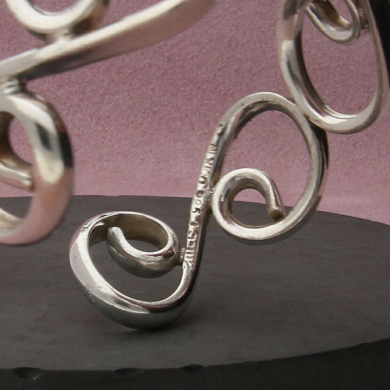 Sterling Silver taxco mexico sterling silver scroll cuff bracelet size 7in Size ONE SIZE - 3 Thumbnail