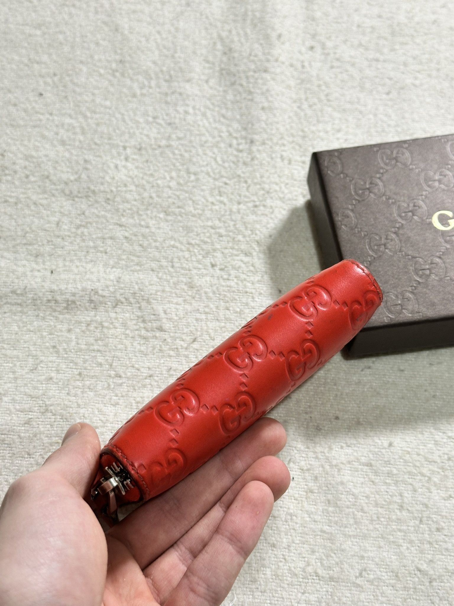 Gucci Gucci Zip Around Wallet Guccissima GG Monogram Red Leather Size ONE SIZE - 11 Thumbnail