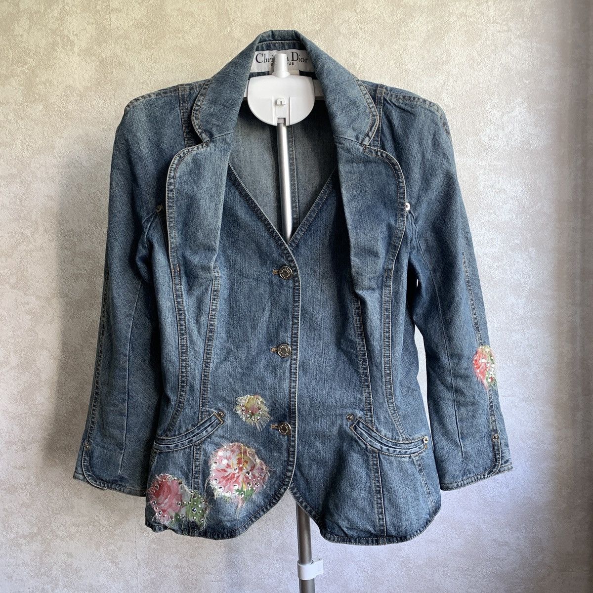 Christian Dior Denim Floral Jacket 2001 John Galliano