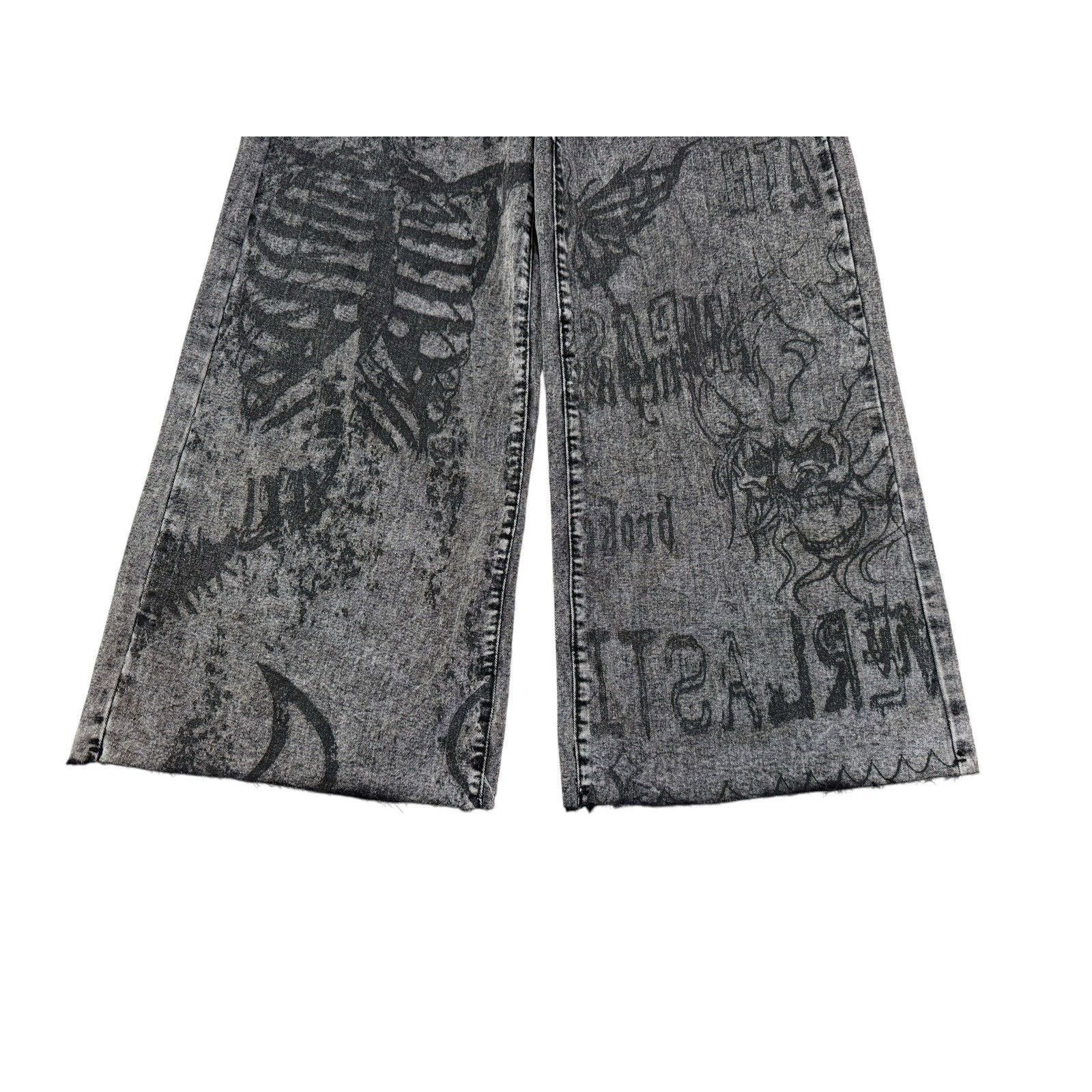Other Vintage Washed Skull Butterfly Tattoo Jeans Goth Grunge Punk Size 28" / US 6 / IT 42 - 4 Thumbnail